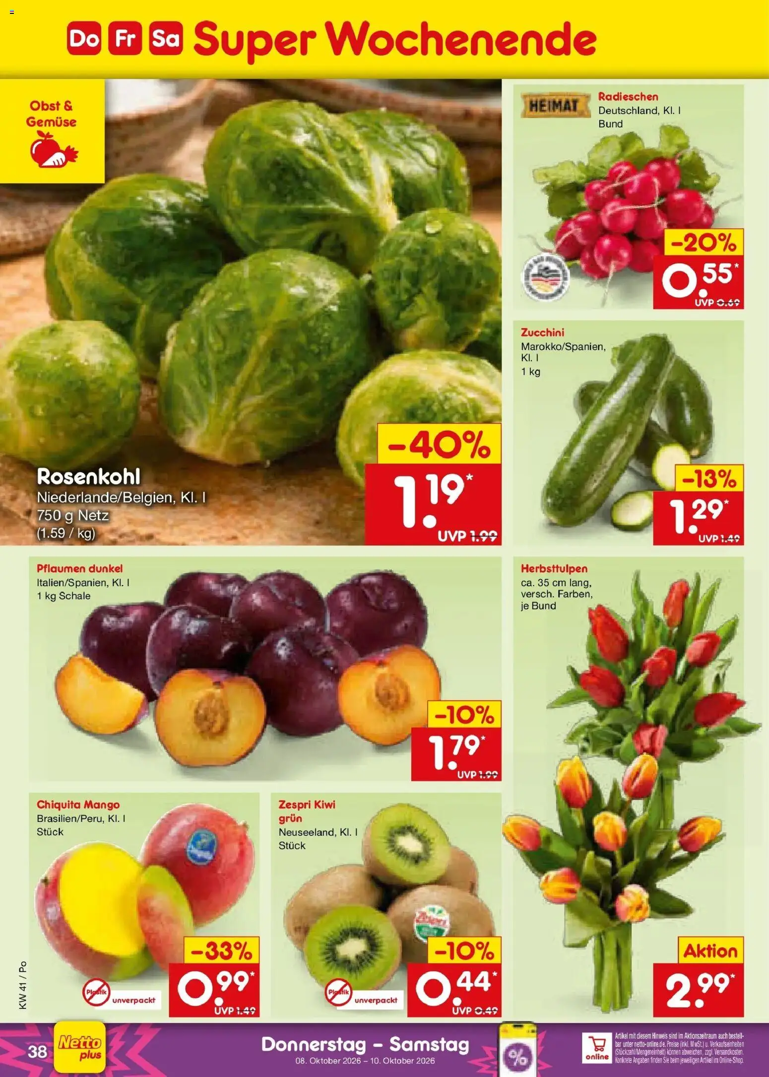 Netto Marken-Discount Prospekt Amberg (ab 05.10.2026) » Angebote | Seite: 48 | Produkte: Gemüse, Mango, Zucchini, Kiwi