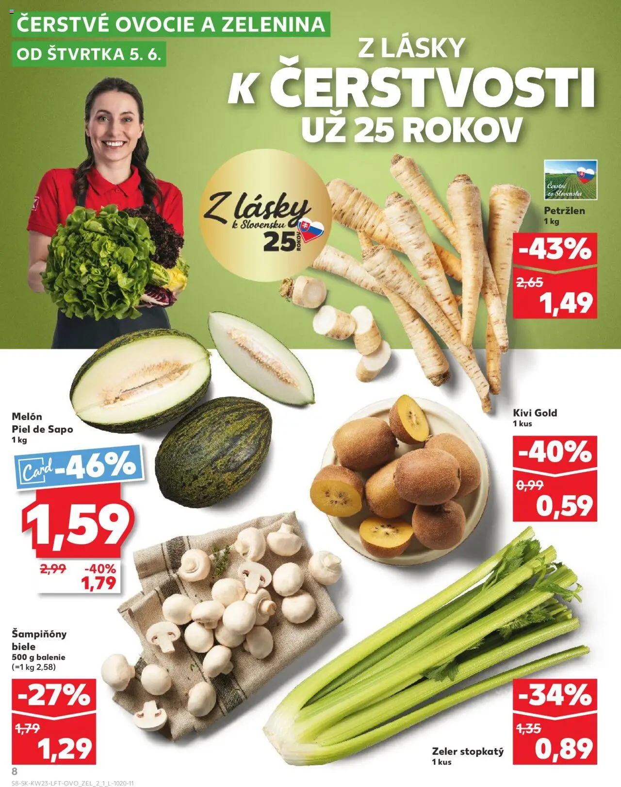Nové Kaufland akcie – leták je platný od 05.06.2025 | Strana: 8 | Produkty: Kiwi, Petržlen, Zeler, Ovocie
