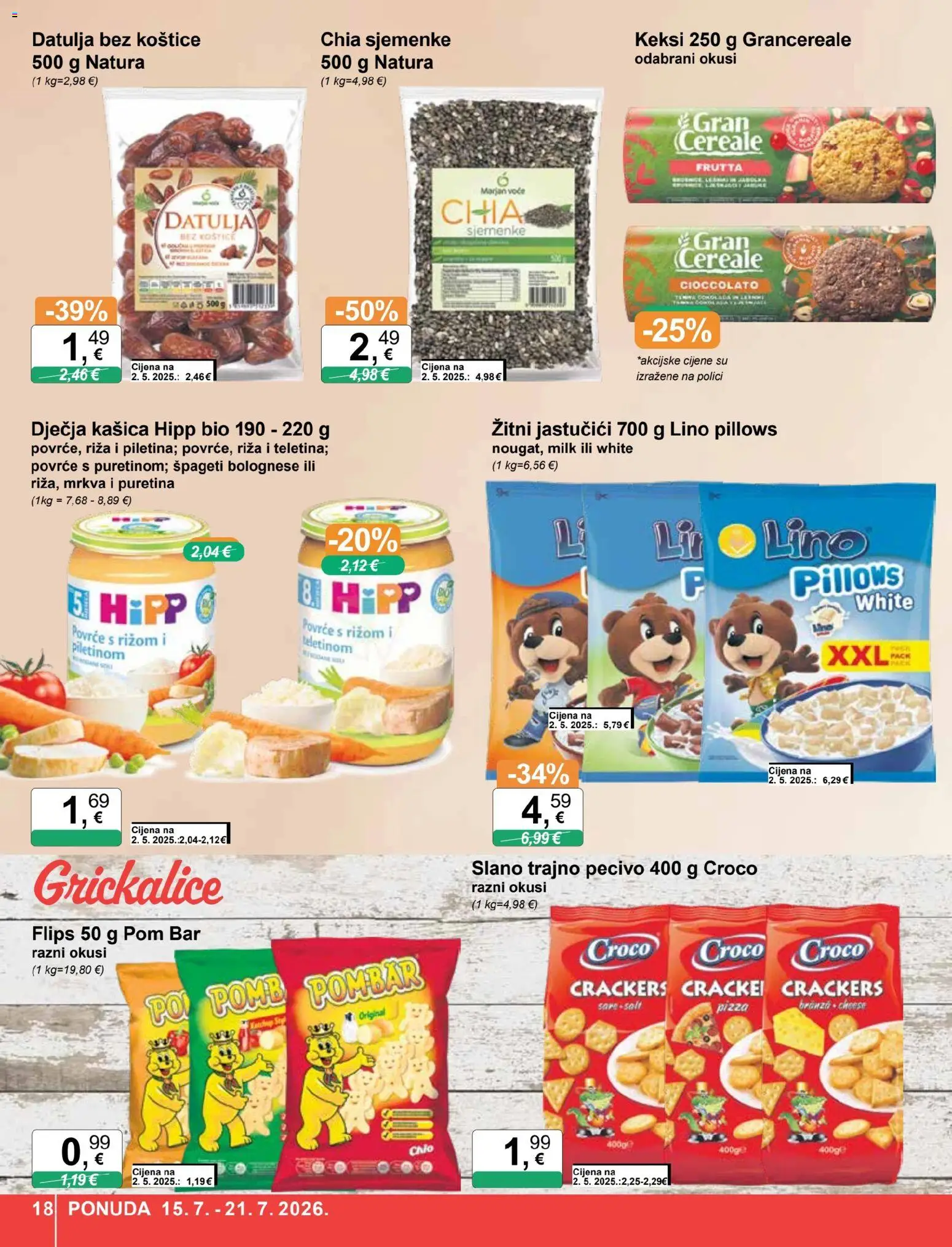 KTC katalog | vrijedi od 15.07.2026 | Stranica: 18 | Proizvodi: Puretina, Keksi, Zitni jastucici, Pizza