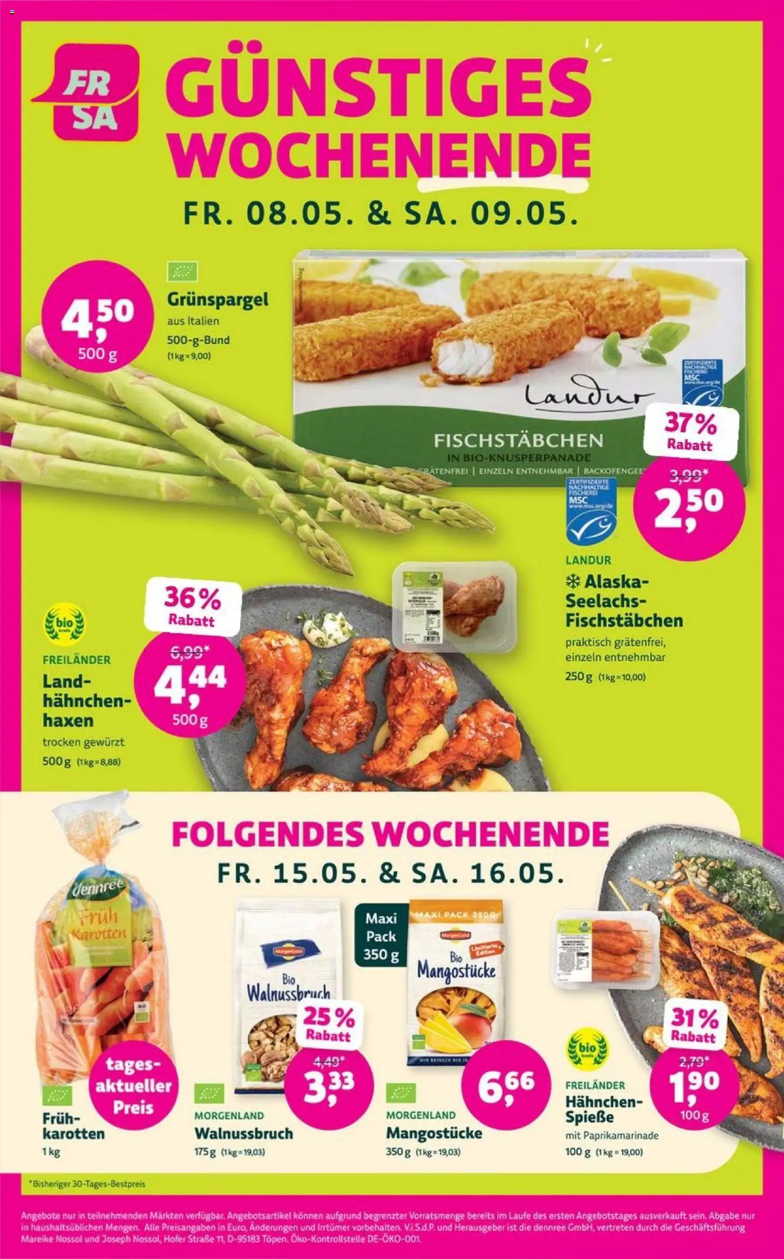Denns BioMarkt Angebote – gültig ab 06.05.2026 | Seite: 4 | Produkte: Hahnchen, Spieße, Fischstabchen