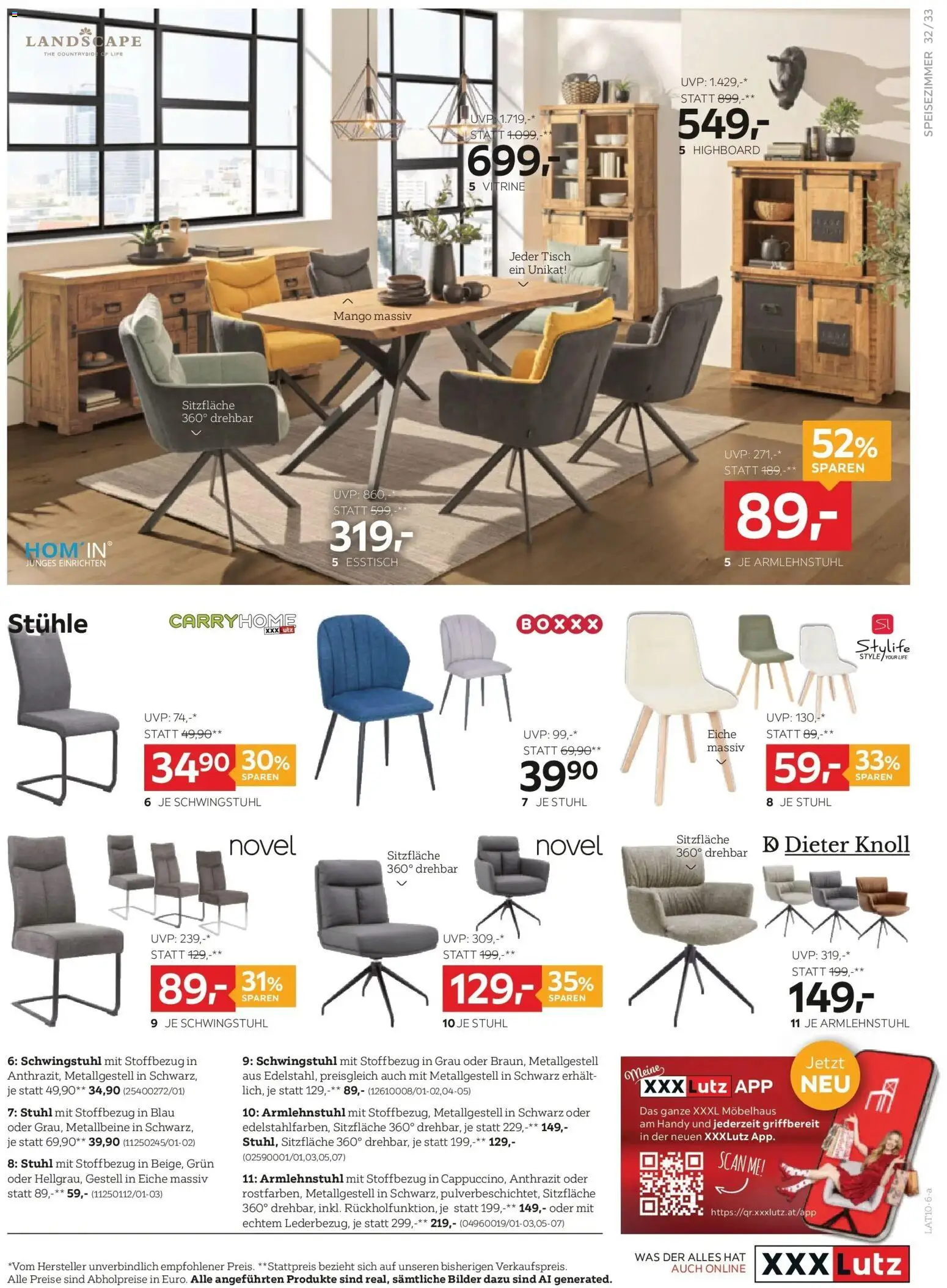 XXXLutz Hauptprospekt von 29.09.2026 - Aktuelle Angebote | Seite: 33 | Produkte: Mango, Tisch, Stuhl