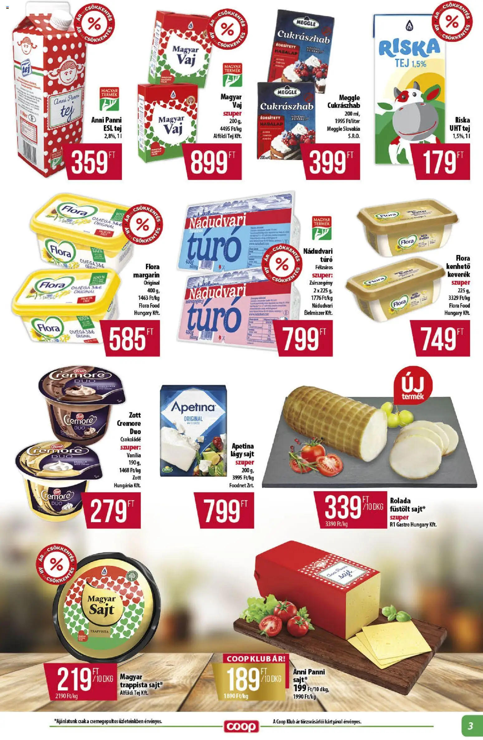COOP akciós ujság - amely érvényes a következő dátumtól: 18.06.2026 | Oldal: 3 | Termékek: Tej, Sajt, Csokoládé, Cukrászhab