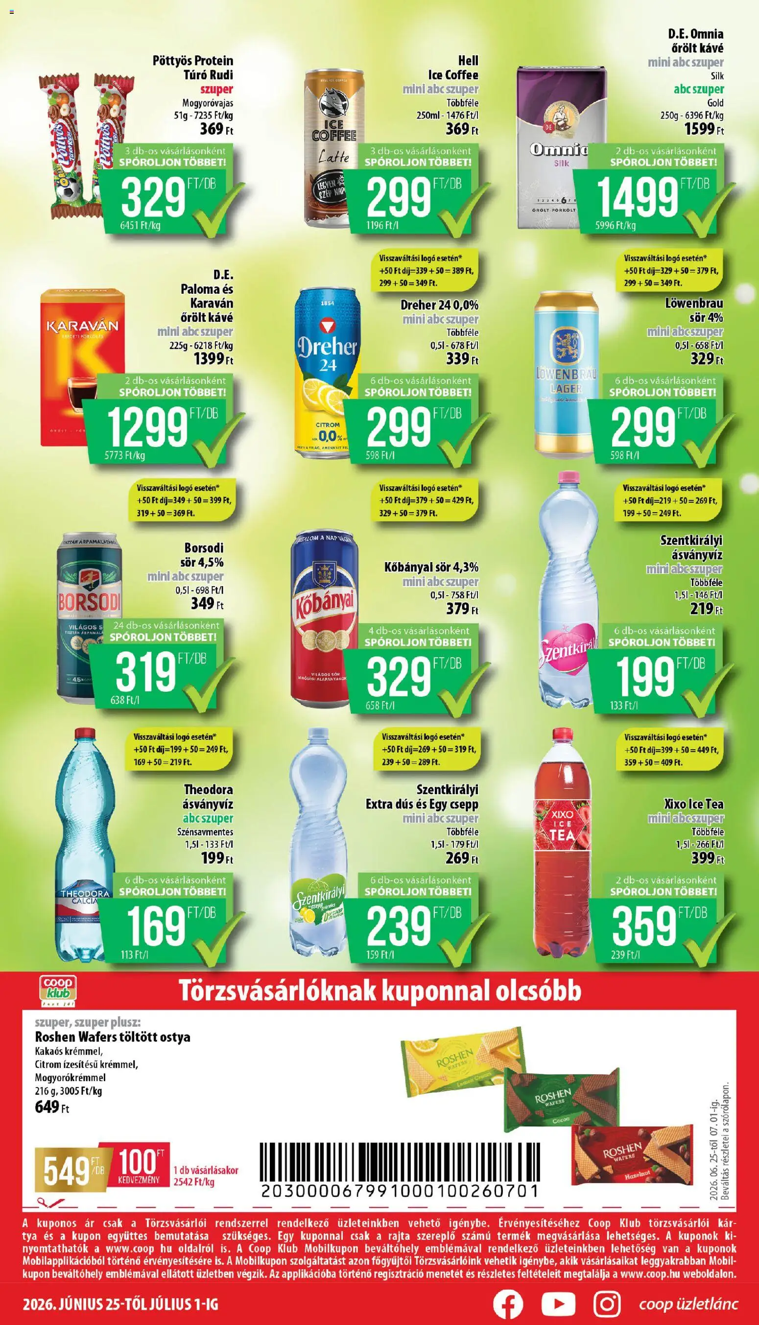 COOP akciós ujság - amely érvényes a következő dátumtól: 25.06.2026 | Oldal: 8 | Termékek: Kisela pavlaka, Szentkirályi ásványvíz, Túró rudi, Ásványvíz
