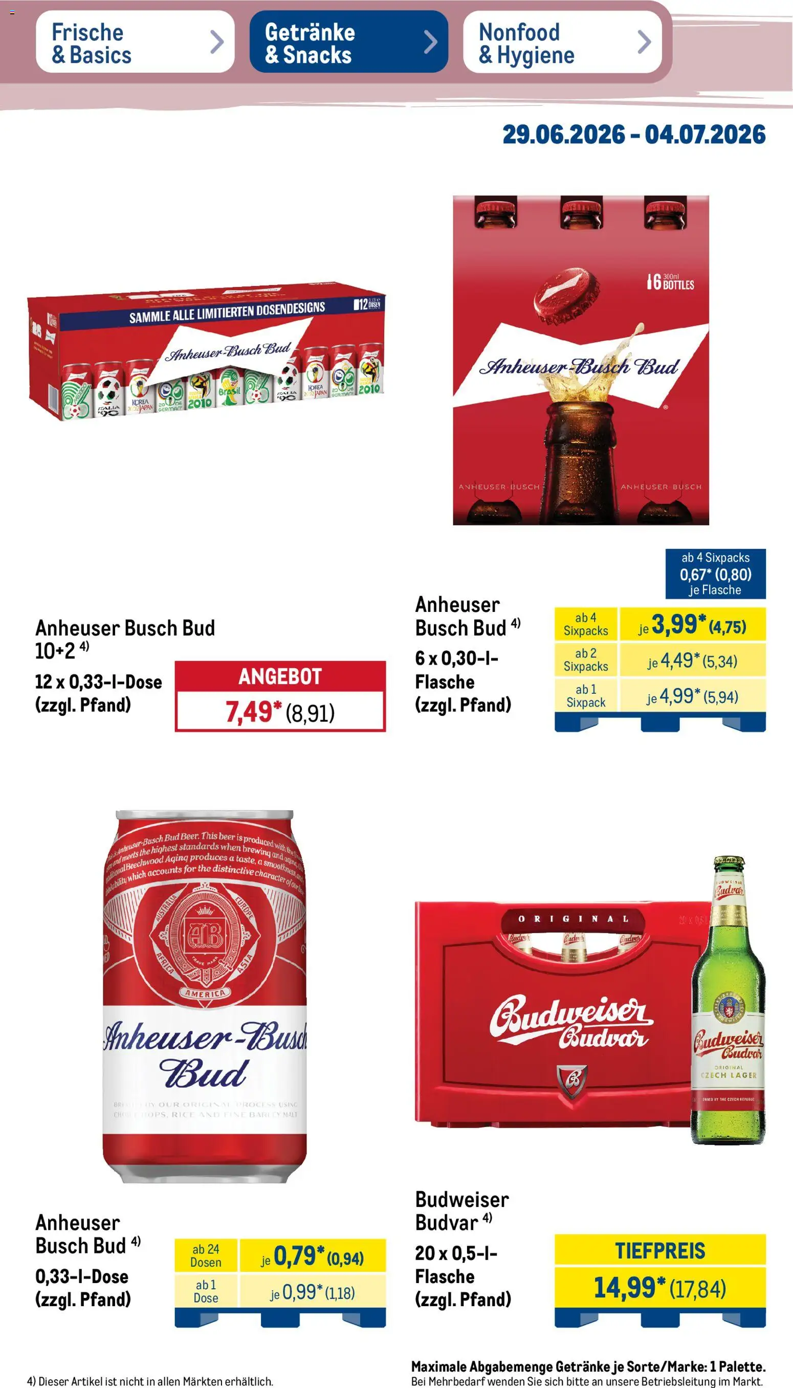 Metro Prospekt – gültig ab 29.06.2026 | Seite: 31 | Produkte: Budweiser