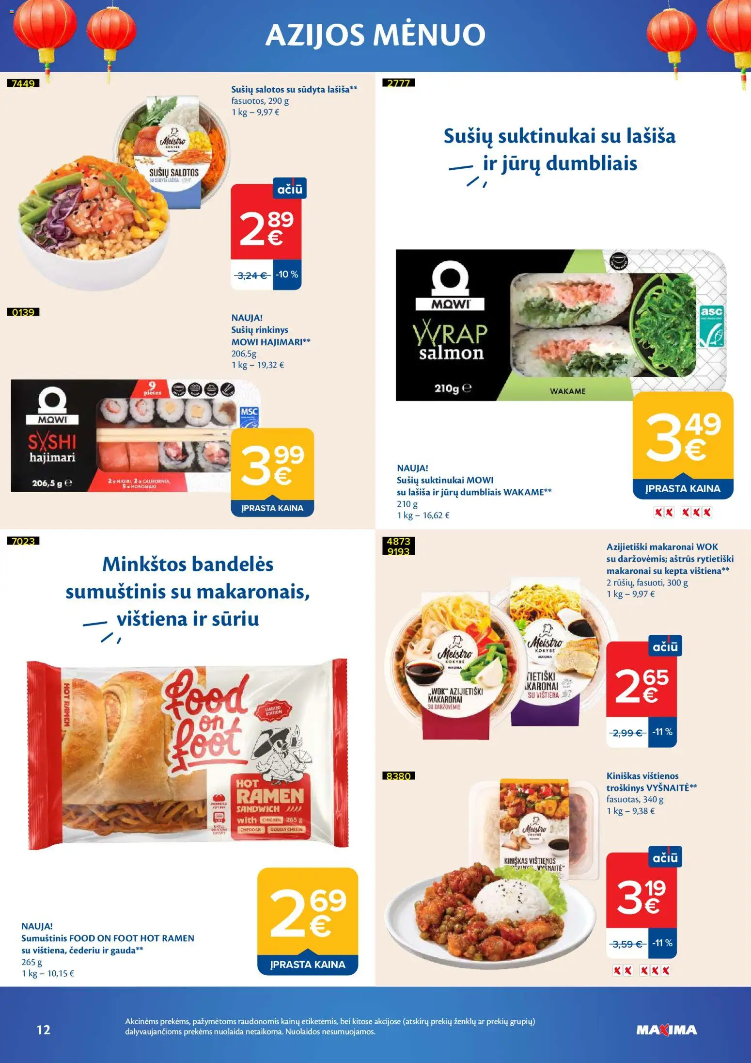 MAXIMA akcijos nuo 2026.10.06 | Puslapis: 12 | Prekių: Salotos, Vištienos, Sumuštinis, Makaronai