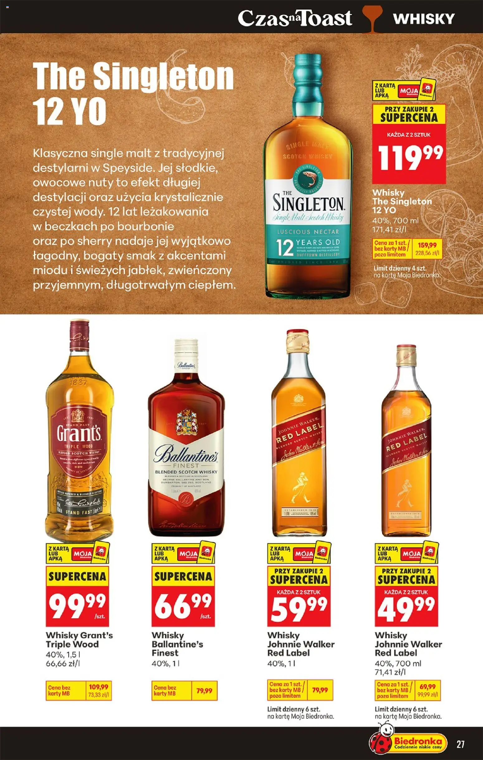 Biedronka gazetka - Czas na toast od 24.08.2026 | Strona: 29 | Produkty: Grant's, Grant’s Whisky, Whisky, Sos