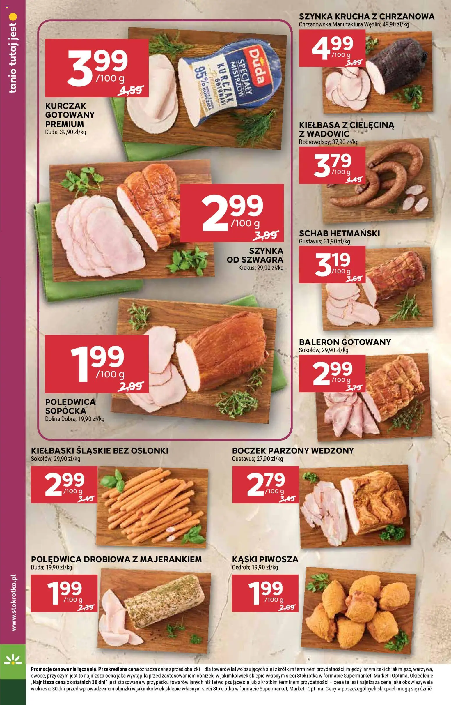 Stokrotka gazetka - Market od 24.09.2026 | Strona: 14 | Produkty: Kiełbasa, Kurczak, Szynka, Boczek parzony