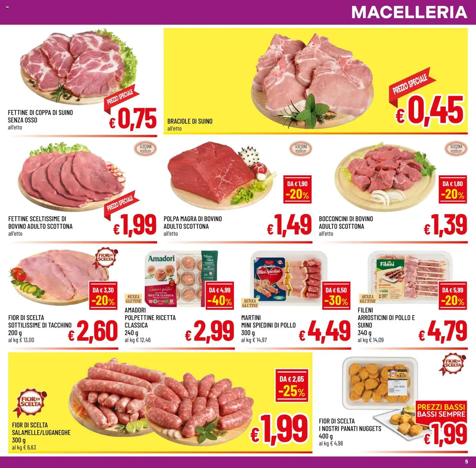 Volantino A&O del 30/09/2026 | Pagina: 5 | Prodotti: Senza glutine, Tacchino, Polo, Arrosticini