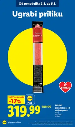 BARONI, ČAJNA KOBASICA od, svinjskog mesa, Čajna kobasica od svinjskog mesa - pregled Lidl kataloga - važi od 30.07.2026 | Strana: 14