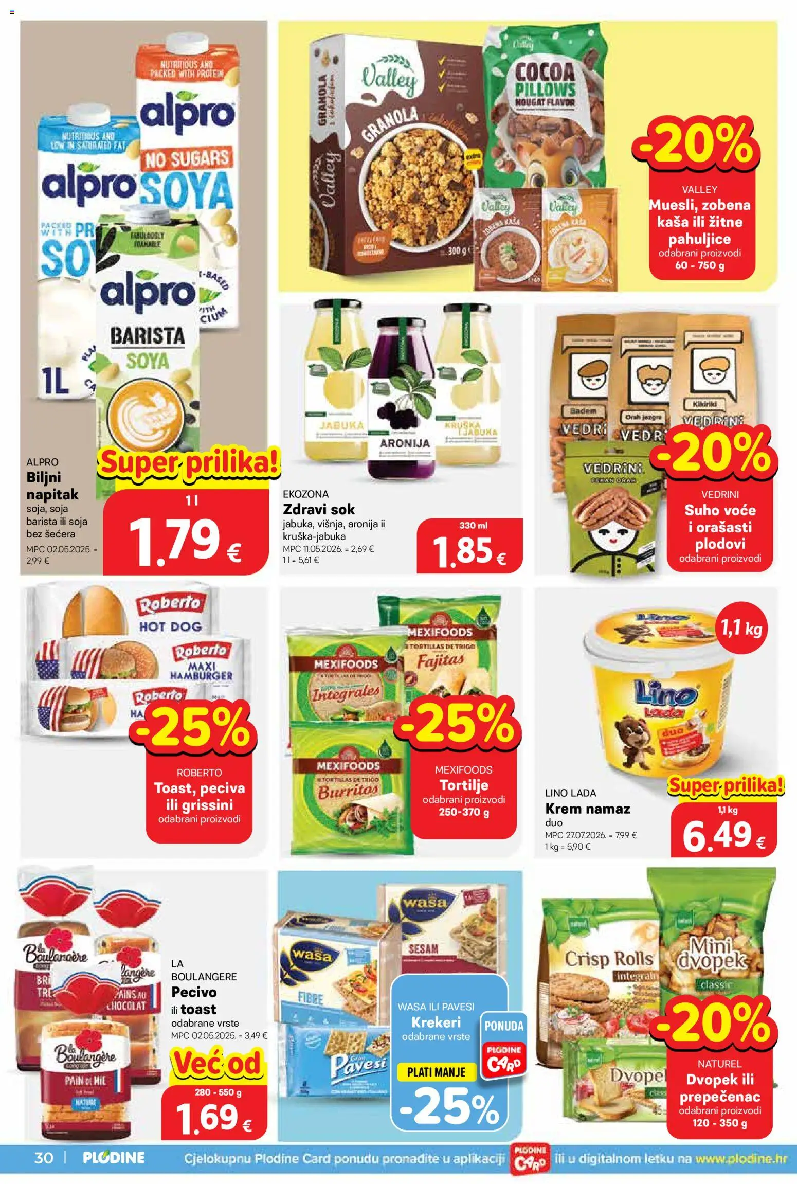 Plodine katalog | vrijedi od 06.08.2026 | Stranica: 30 | Proizvodi: Lino Lada, Dvopek, Hamburger, Tortilje