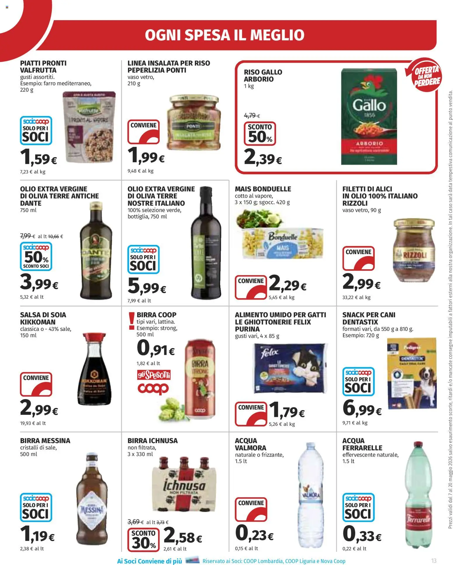 Volantino Ipercoop del 07.05.2026 | Pagina: 13 | Prodotti: Acqua, Olio, Birra messina, Alici