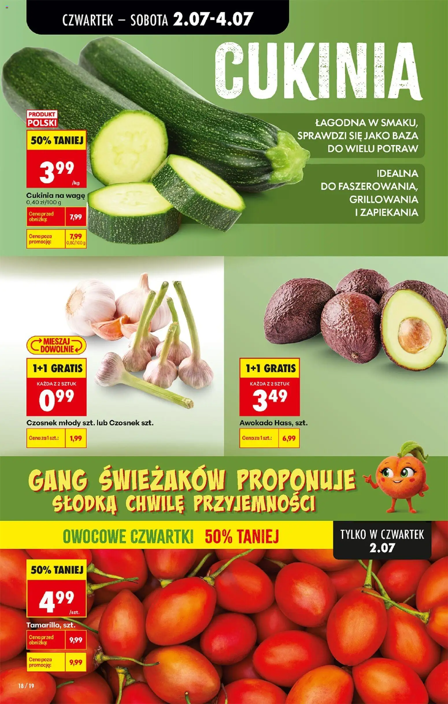 Biedronka gazetka od czwartku od 02.07.2026 | Strona: 18 | Produkty: Czosnek, Cukinia, Awokado