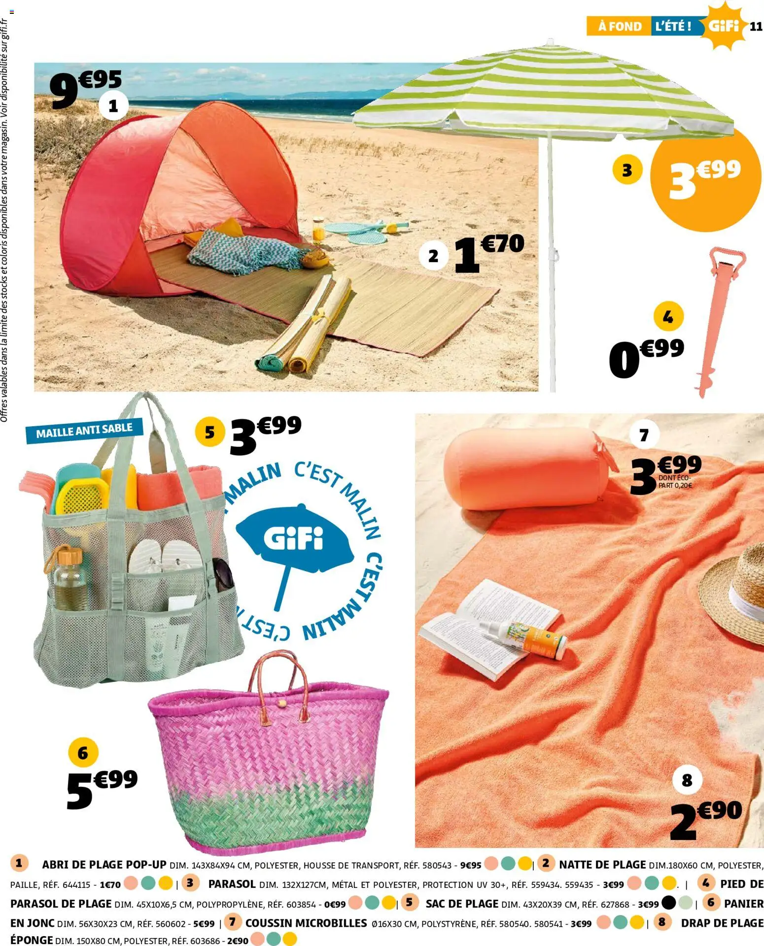 {H1} | Page: 11 | Produits: Sac, Eponge, Parasol, Pied de parasol