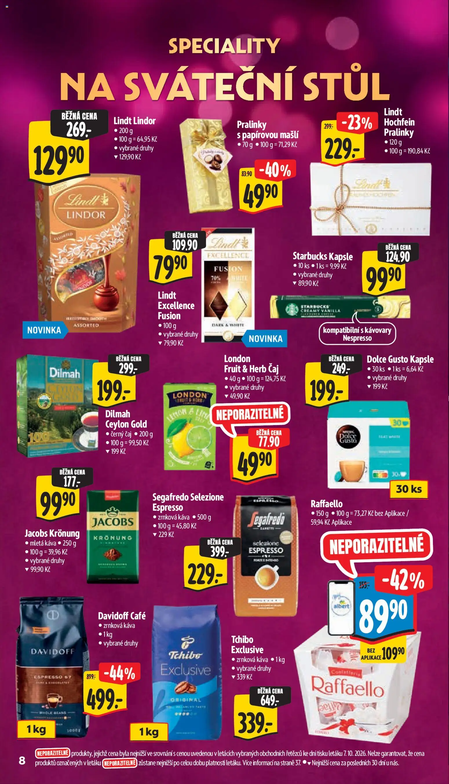 Albert leták - Hypermarket - Svitavy od 14.10.2026 | Strana: 14 | Produkty: Segafredo, Speciality, Dolce gusto kapsle, Mletá káva