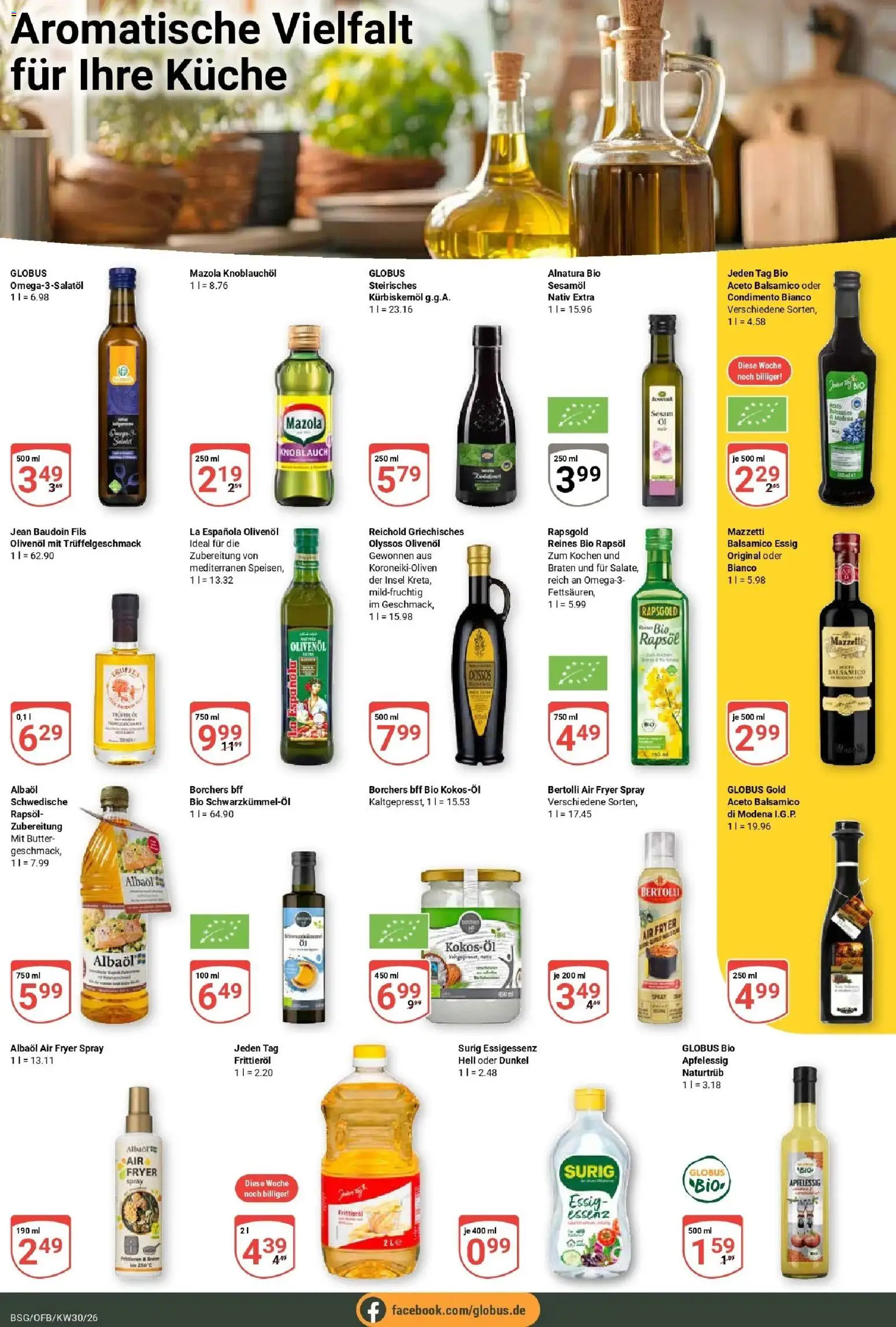 Globus Prospekt Braunschweig – gültig ab 20.07.2026 | Seite: 14 | Produkte: Essig, Olivenol, Küche, Knoblauch