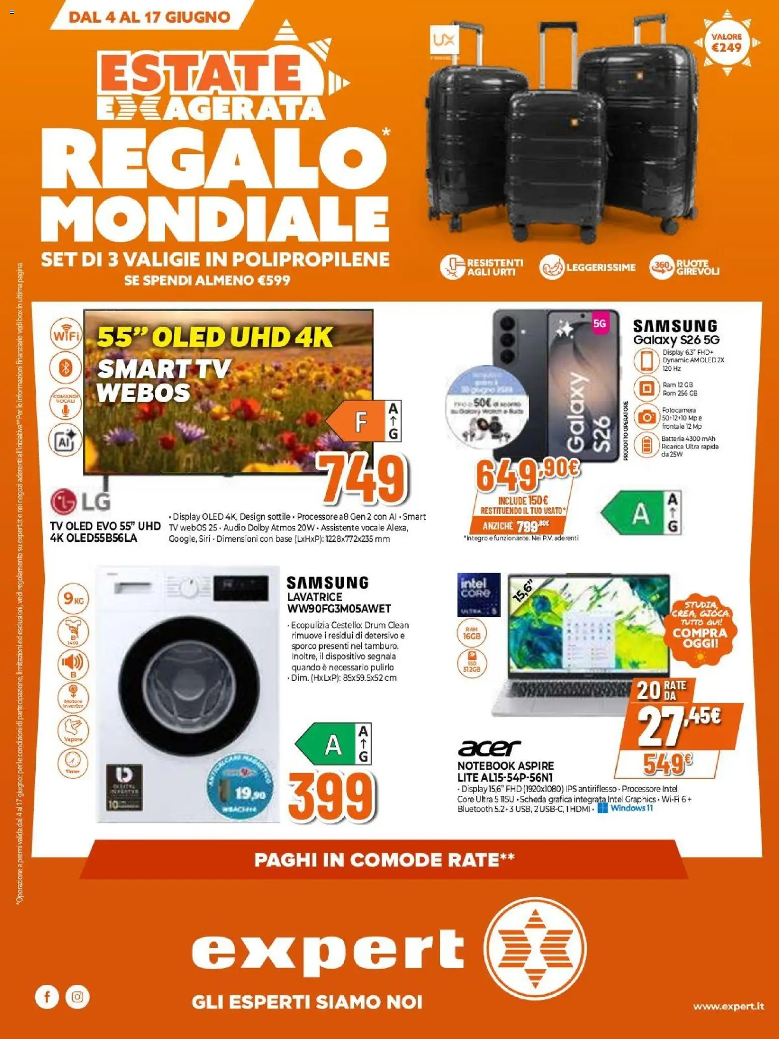 Volantino Expert del 04.06.2026 | Pagina: 2 | Prodotti: smart TV, Lavatrice, Fotocamera, Batteria