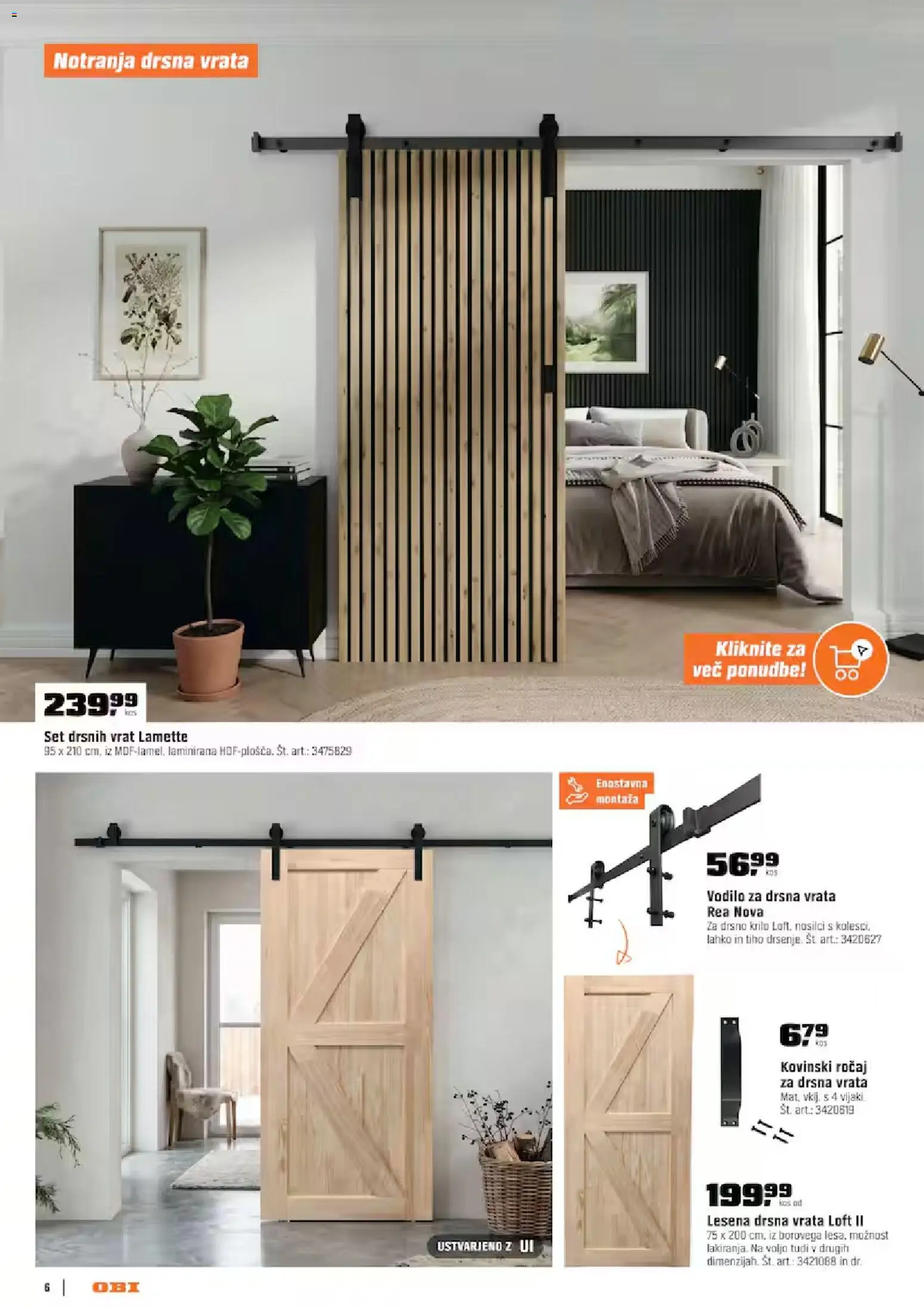 Novi OBI katalog ponudbe – veljaven od 01.09.2026 | Stran: 6 | Izdelki: Drsna vrata, Krilo, Vrata