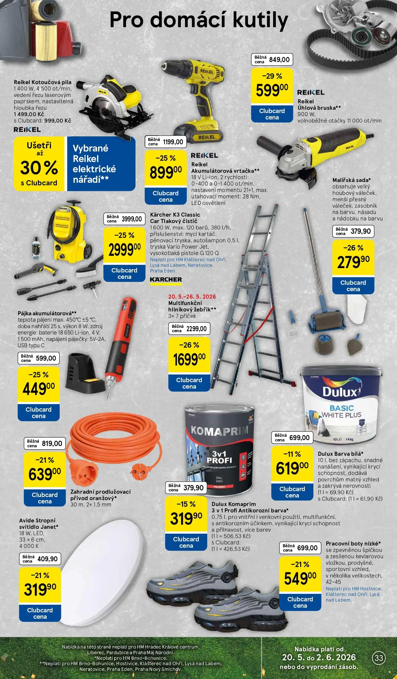 Tesco leták - Hypermarket od 20.05.2026 | Strana: 33 | Produkty: Kärcher, Nářadí, Hliníkový žebřík, LED