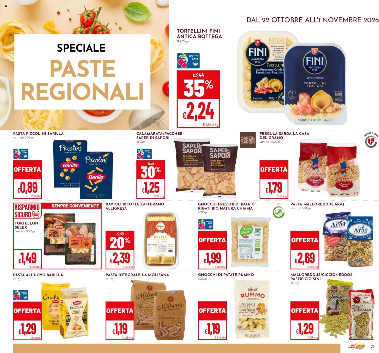 Volantino Pan del 22/10/2026 | Pagina: 21 | Prodotti: Rummo, Pasta, Ricotta, Parmigiano