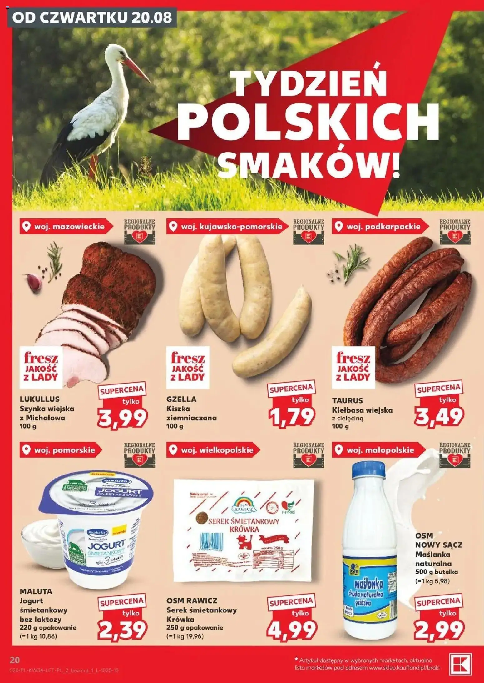 Kaufland gazetka od 20.08.2026 - od jutra PDF | Strona: 20 | Produkty: Serek śmietankowy, Bez laktozy, Krowka, Jogurt
