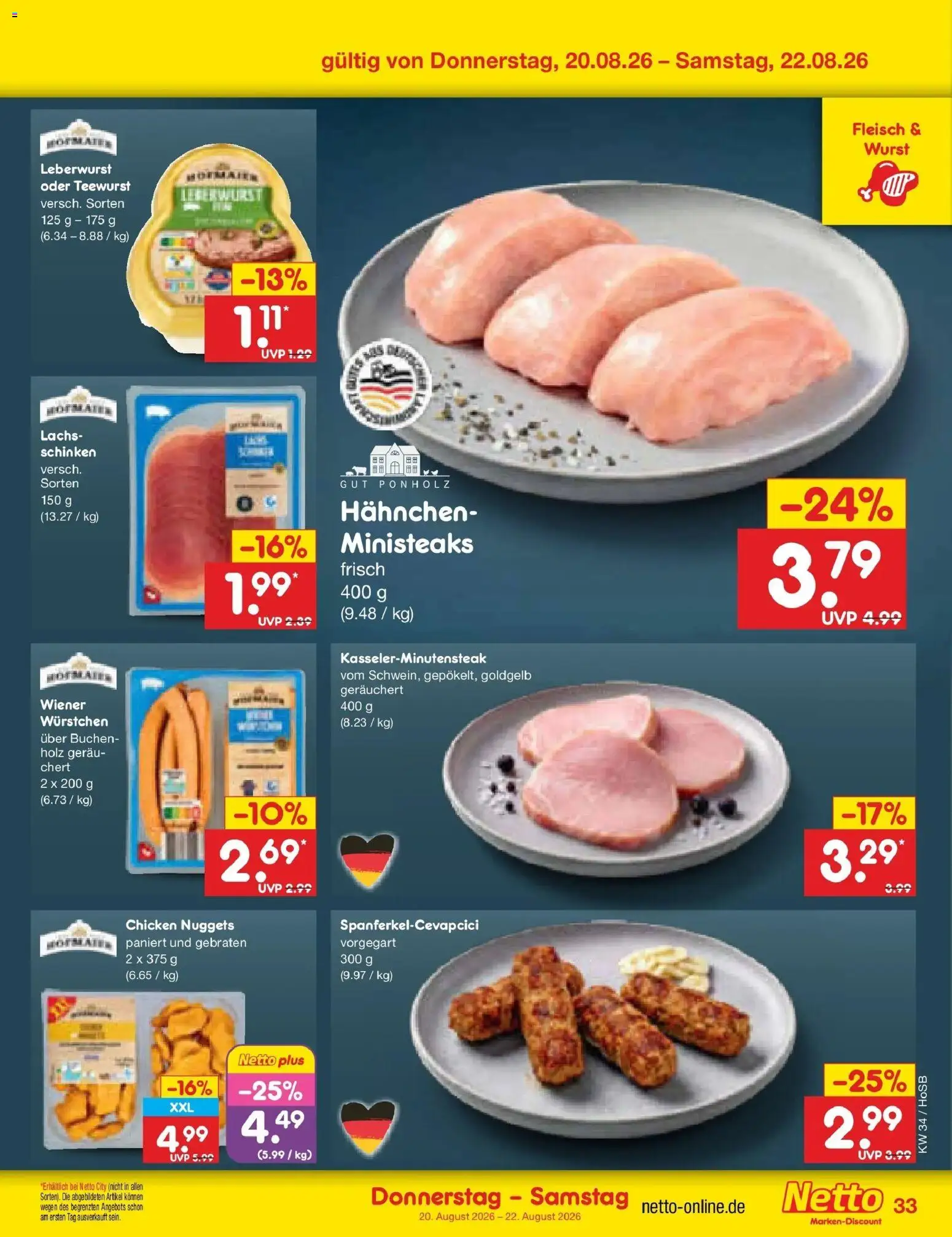 Netto Marken-Discount Prospekt Hannover – gültig ab 17.08.2026 | Seite: 51 | Produkte: Hahnchen, Lachs, Wurst, Fleisch