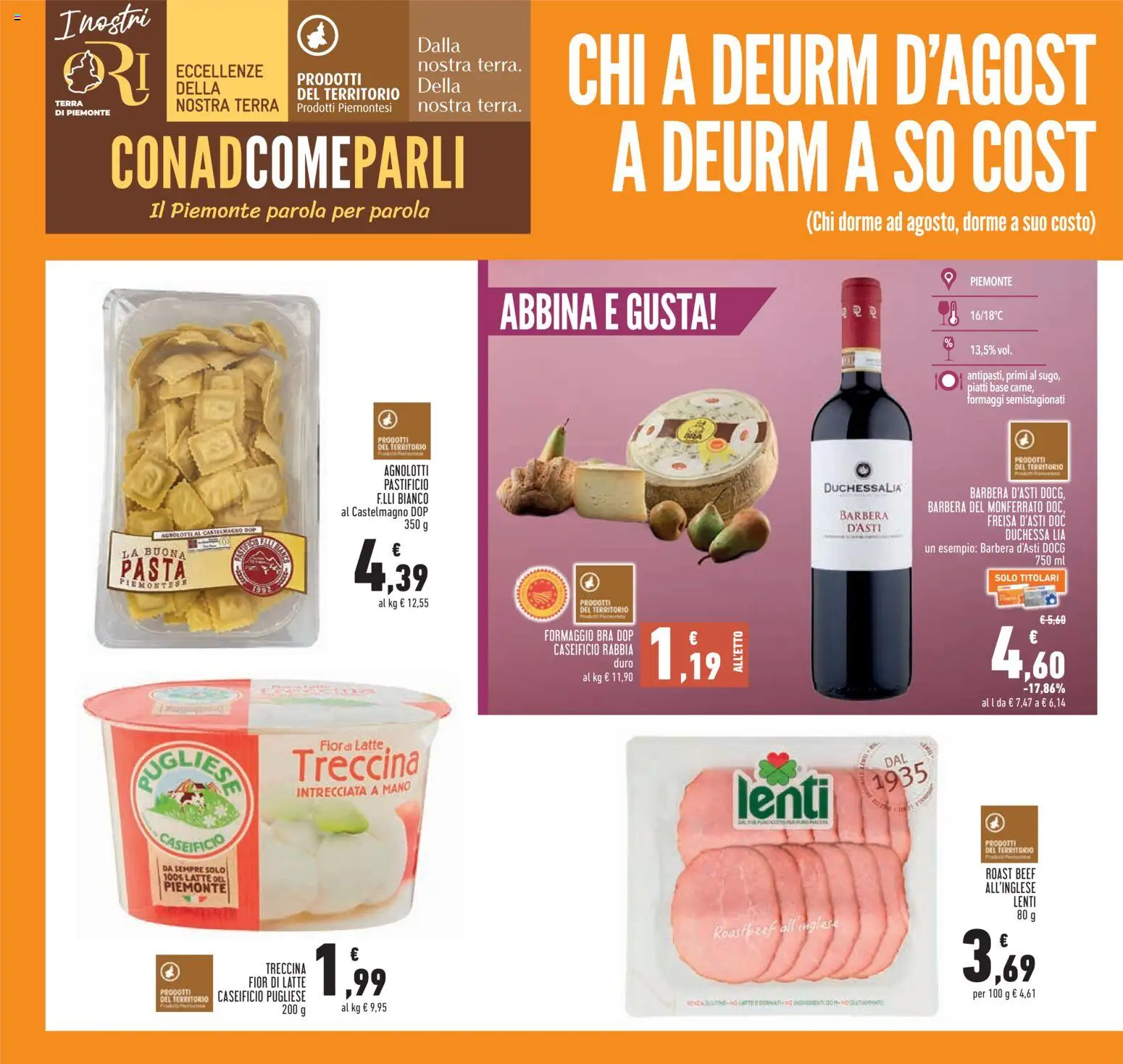 Volantino Conad del 27/08/2026 | Pagina: 6 | Prodotti: Formaggio bra, Pasta, Lenti, Terra