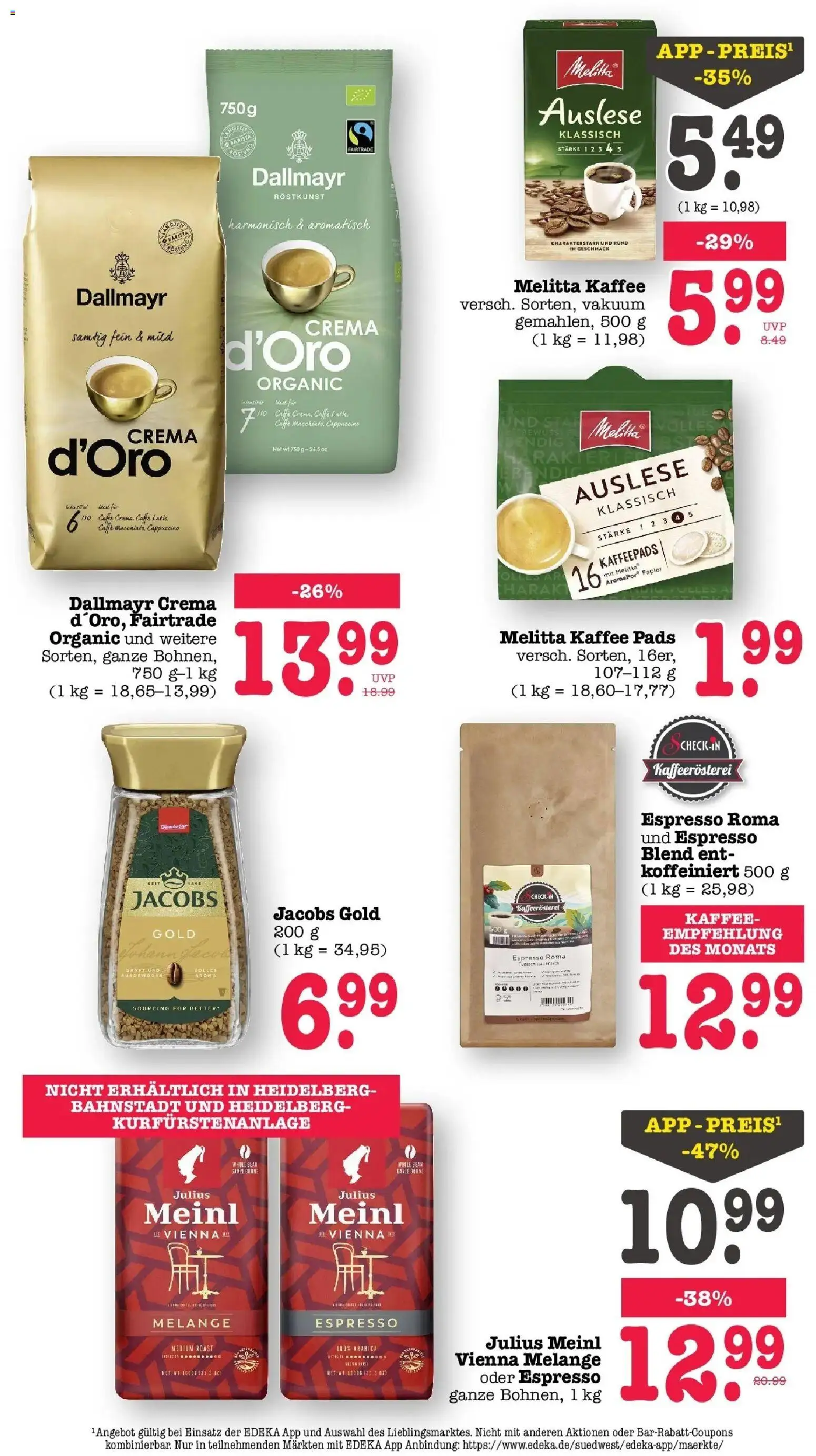 Edeka Prospekt Wörth Am Rhein (ab 10.08.2026) » Angebote Online | Seite: 38 | Produkte: Melitta, Kaffeepads, Melitta kaffee, Dallmayr