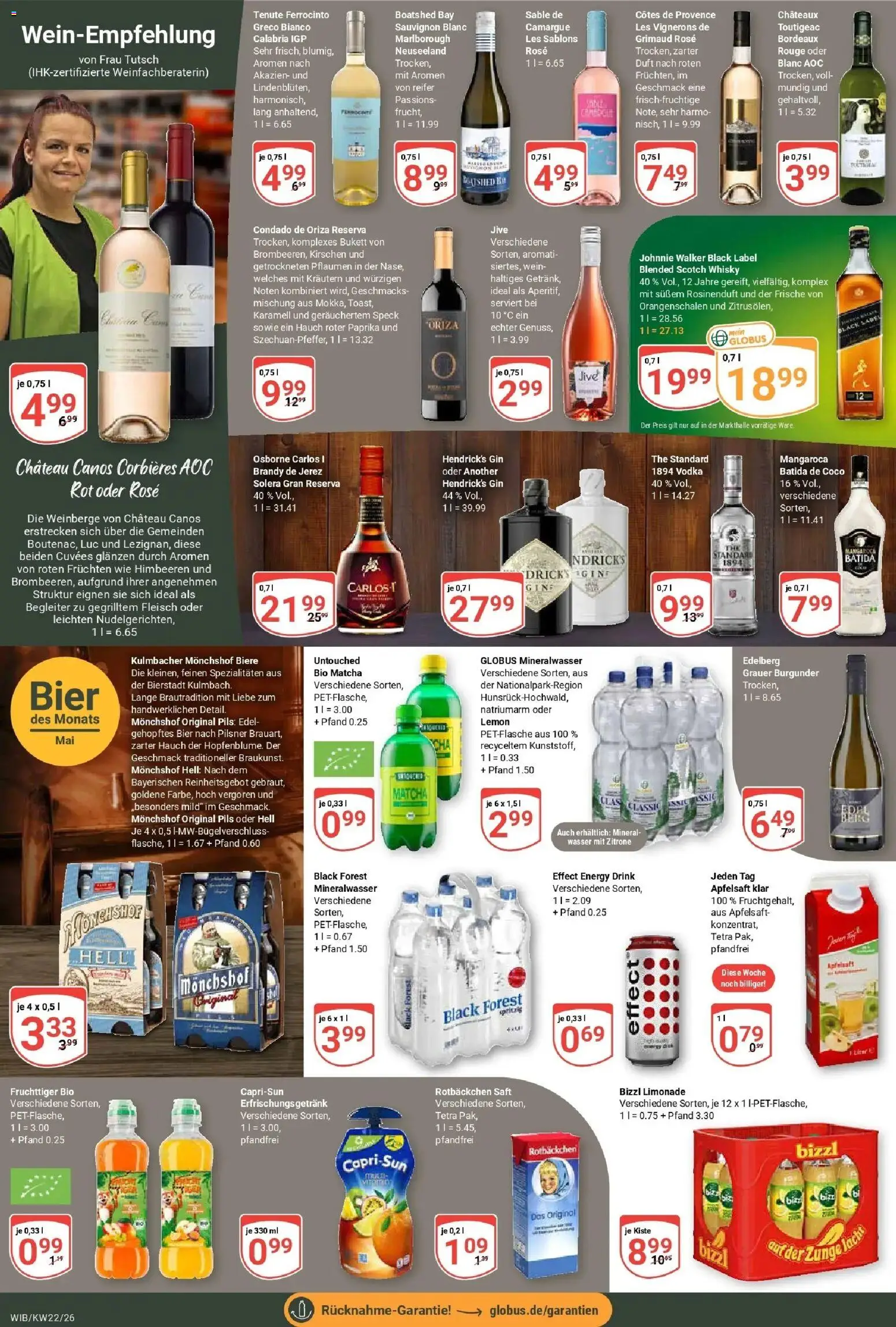 Globus Prospekt Wiesbaden-Nordenstadt – gültig ab 26.05.2026 | Seite: 16 | Produkte: Rouge, Mineralwasser, Kirschen, Johnnie walker