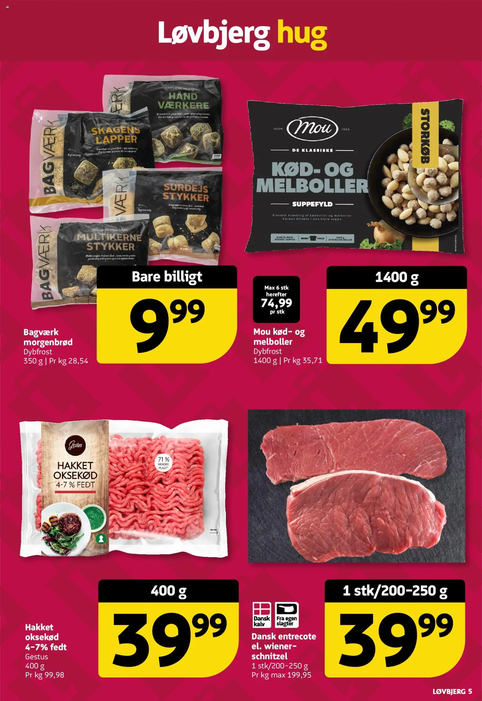 Løvbjerg tilbudsavis – gyldig fra 18/09/2026 | Side: 5 | Produkter: Morgenbrød, Oksekød, Entrecote