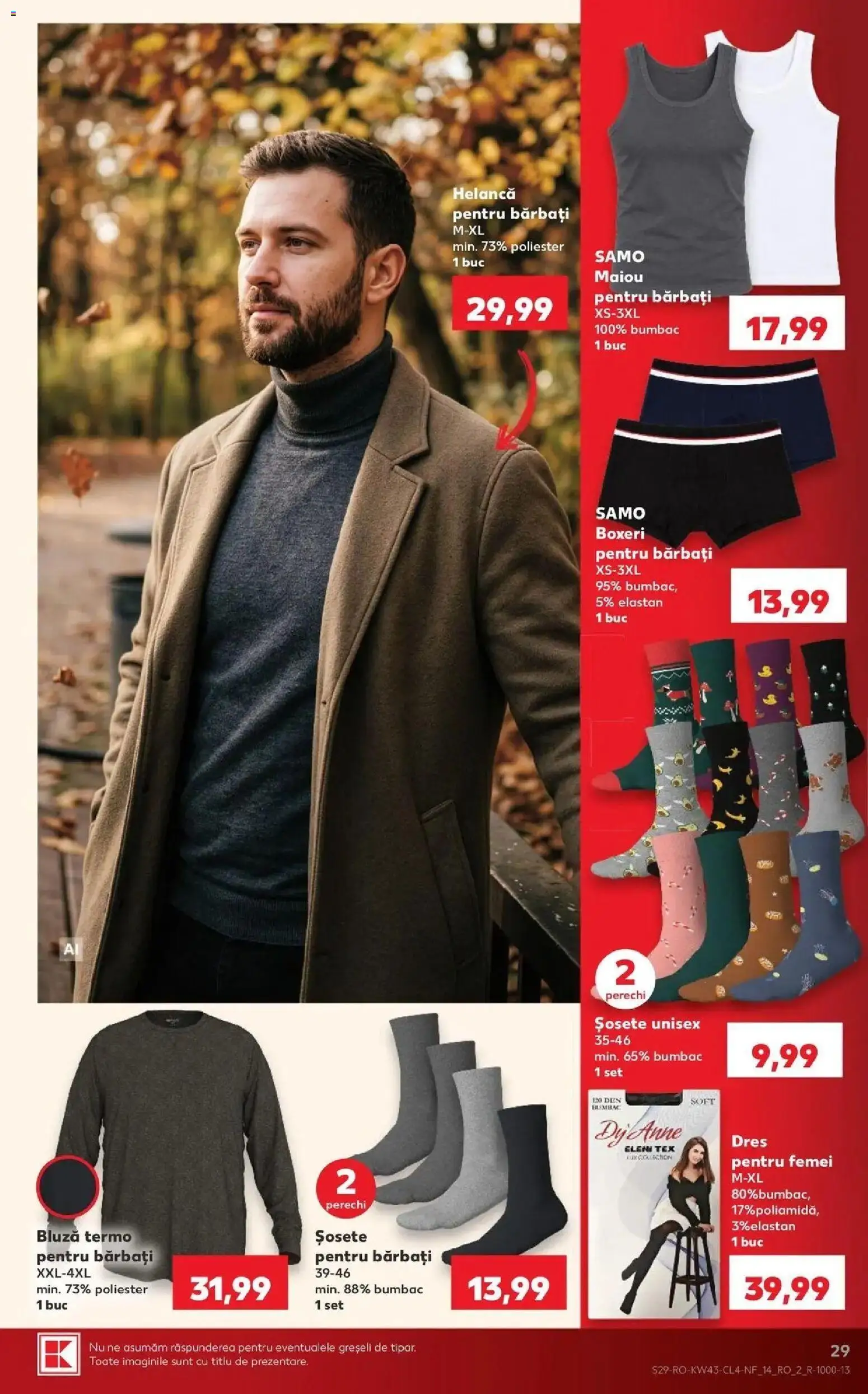 Kaufland Târgu Mureș 21.10.2026 - Revista si Oferta | Pagină: 29 | Produse: Maiou, Bluză, Șosete, Boxeri