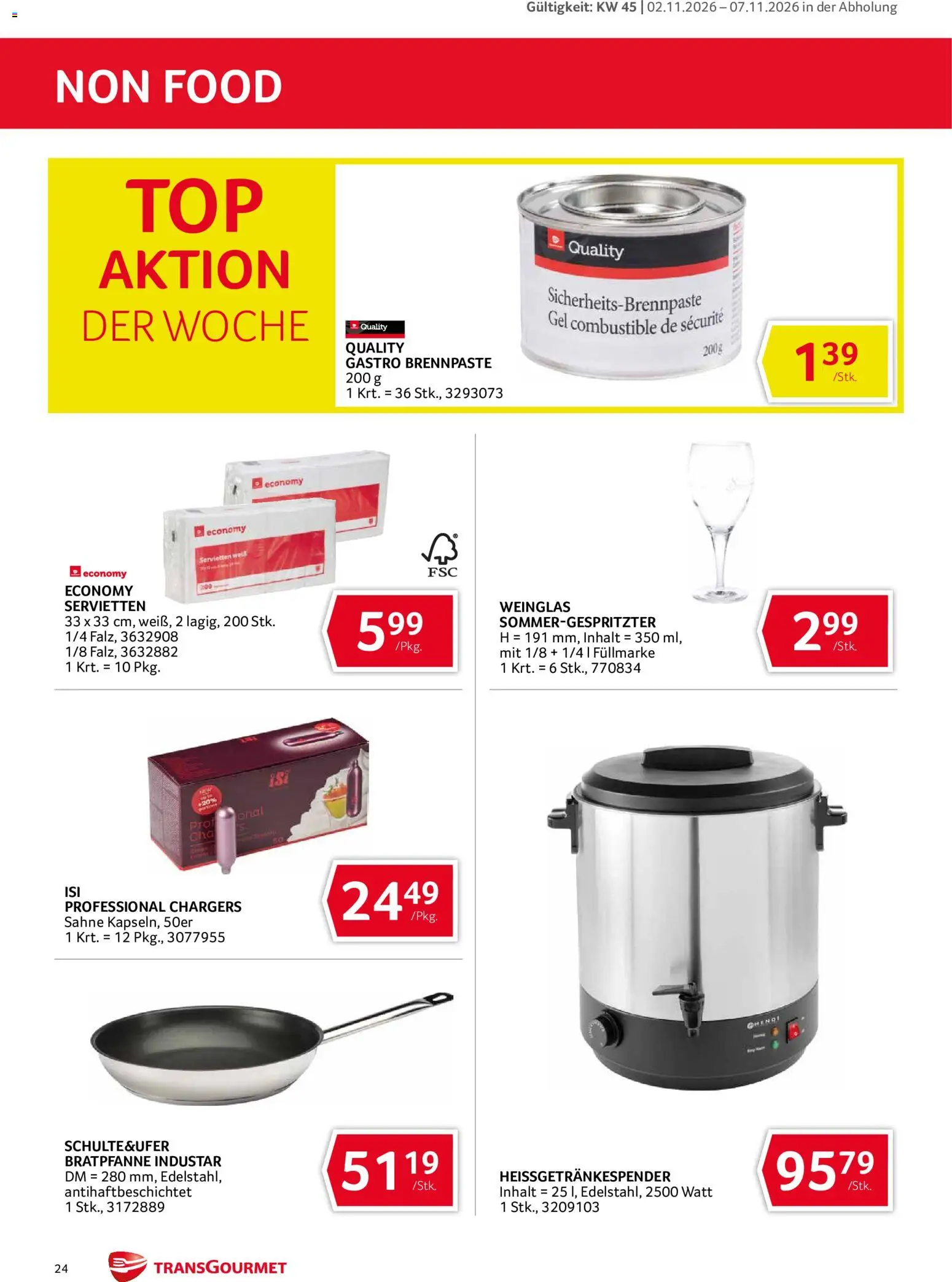 Transgourmet Abhol Aktion gültig ab 02.11.2026 | Seite: 24 | Produkte: Sahne