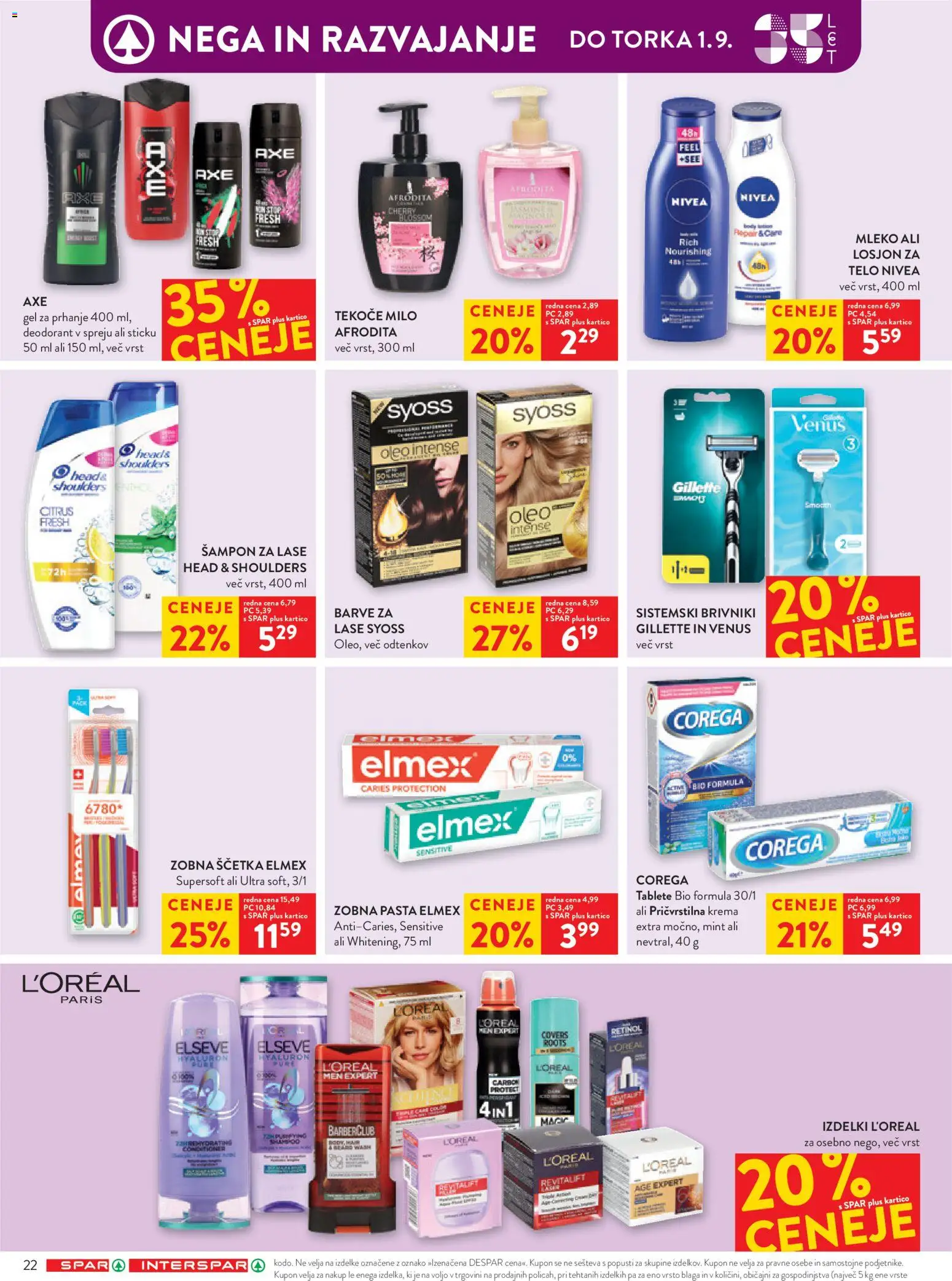 Novi Spar katalog ponudbe – veljaven od 26.08.2026 | Stran: 30 | Izdelki: Sampon, Mleko, Deodorant, Zobna pasta