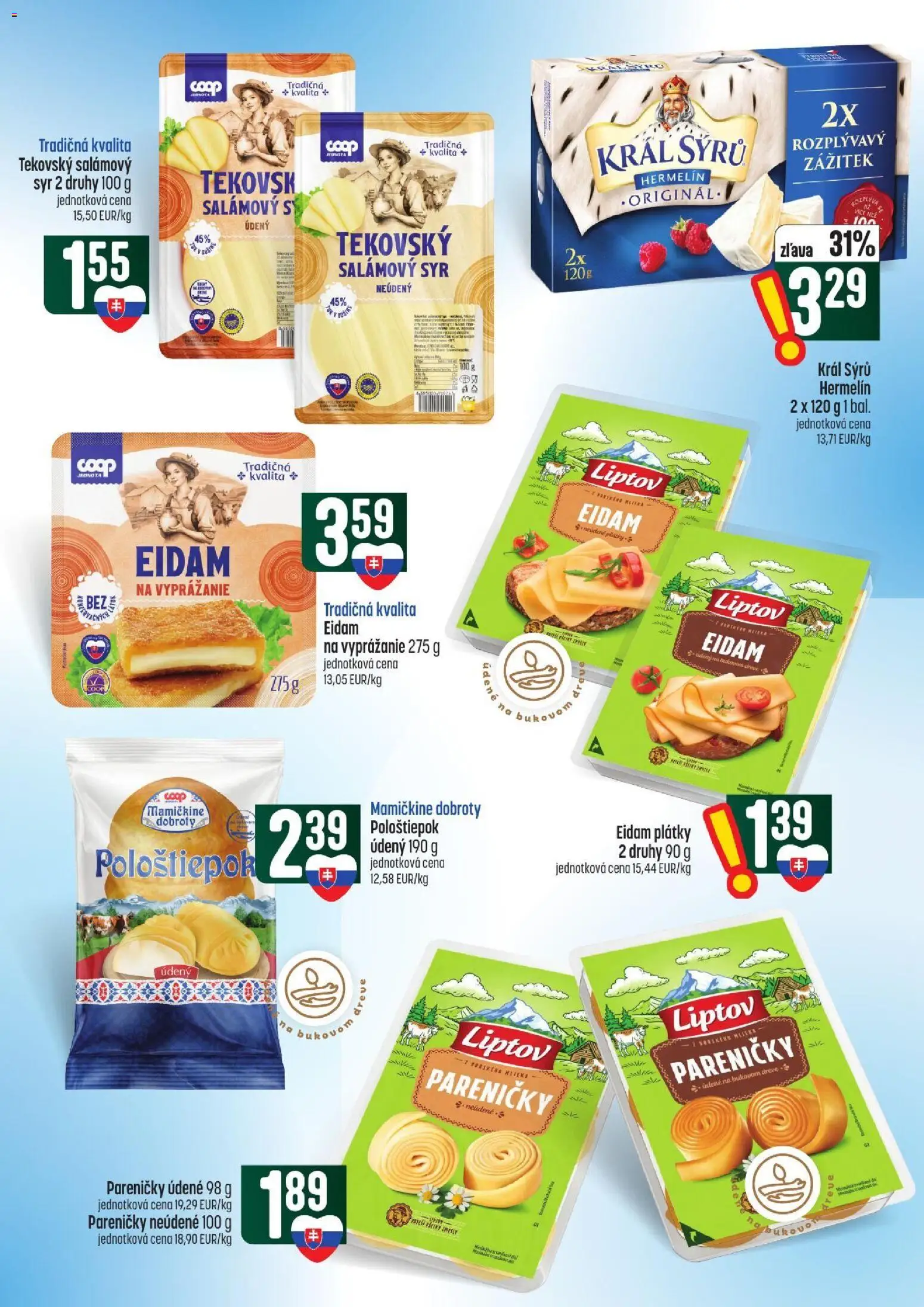 Nové COOP Jednota akcie – leták je platný od 15.10.2026 | Strana: 17 | Produkty: Syr, Eidam, Hermelín