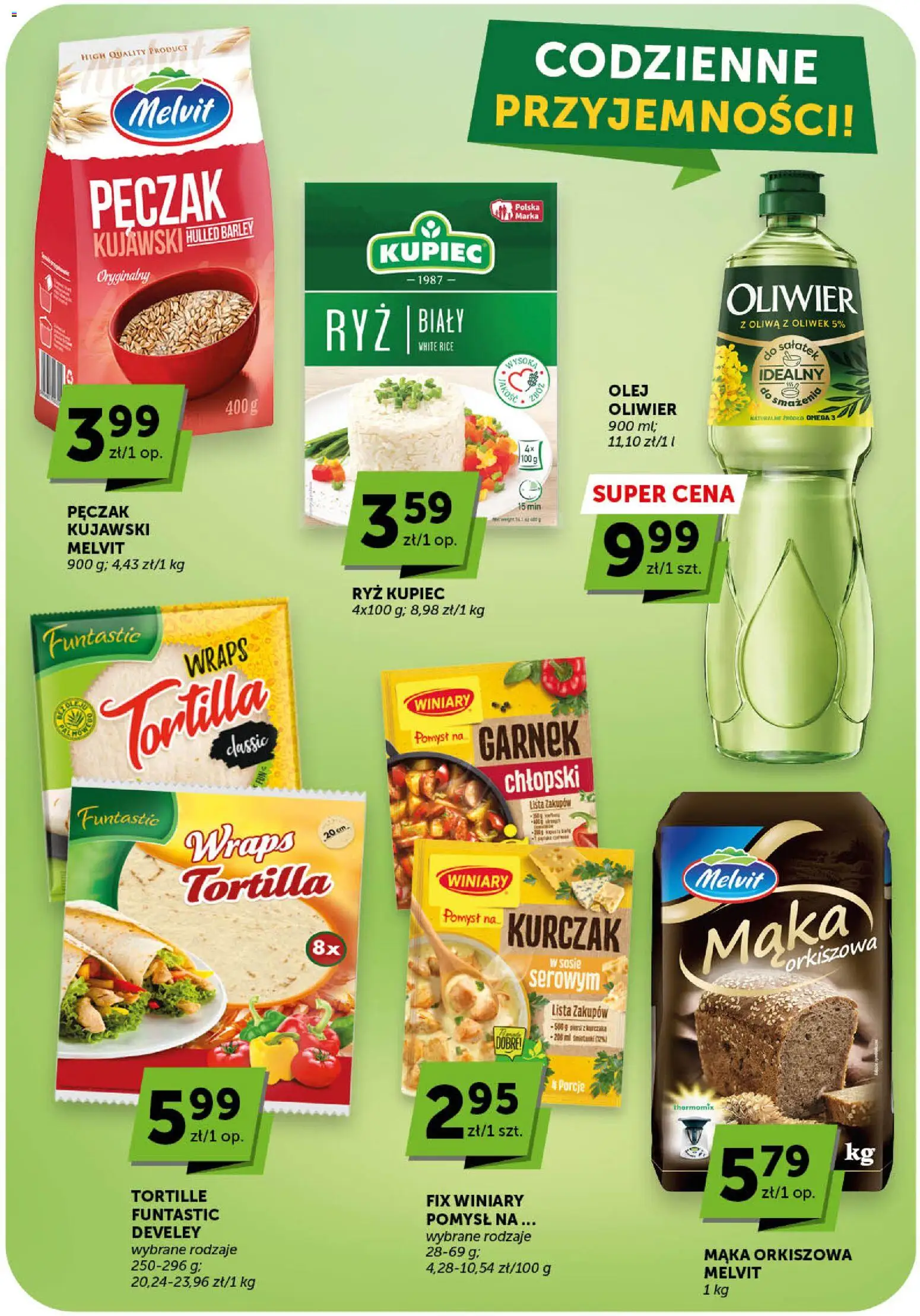 Groszek gazetka od 12.03.2026 | Strona: 27 | Produkty: Oliwa z oliwek, Garnek, Tortilla, Mąka orkiszowa