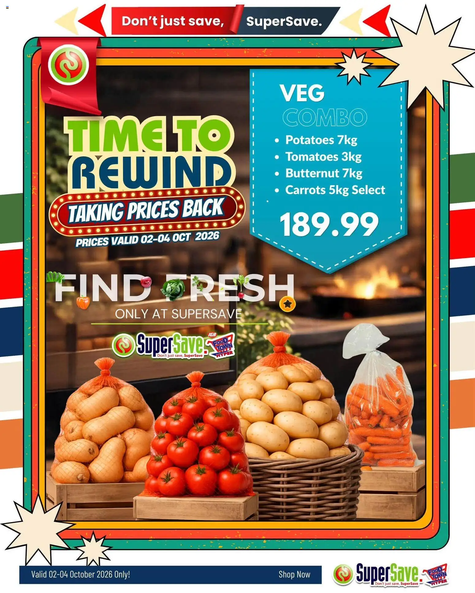 New Super Save catalogue – valid from 02/10/2026 | Page: 1 | Products: Tomatoes, Carrots, Potatoes