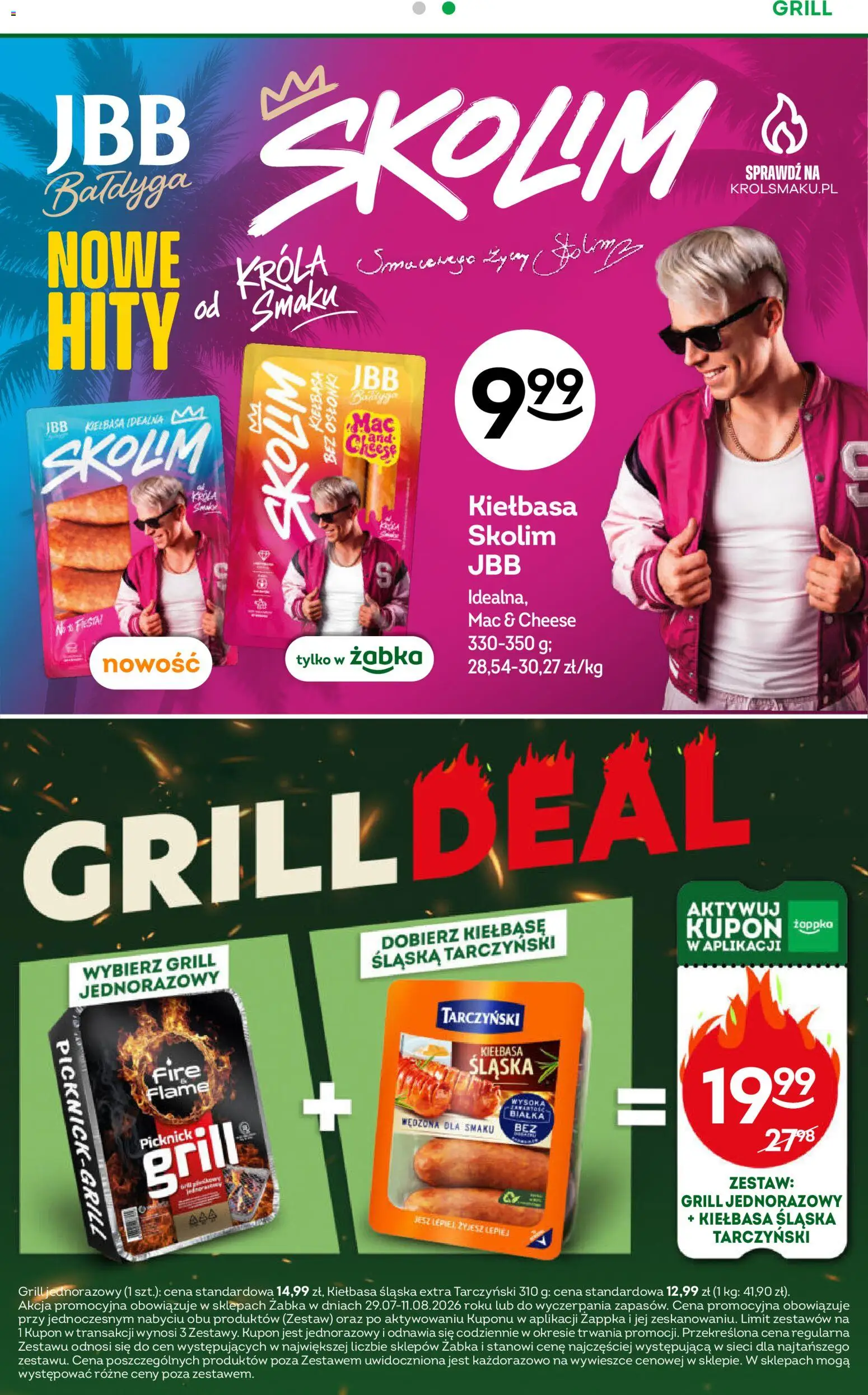 Żabka gazetka od 29.07.2026 | Strona: 23 | Produkty: Kiełbasa, Grill, Kiełbasa śląska, Grill jednorazowy