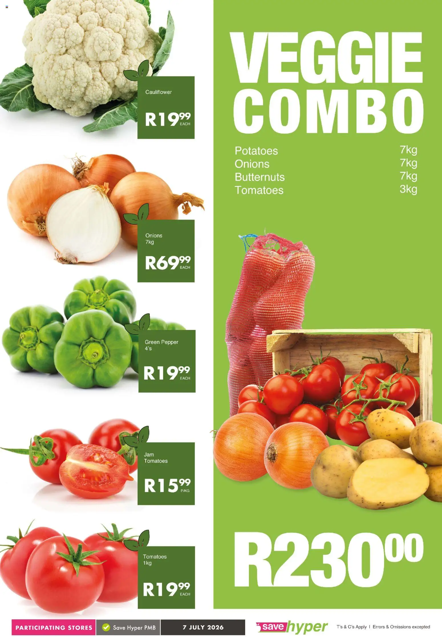 New Save catalogue – valid from 07/07/2026 | Page: 3 | Products: Cauliflower, Tomatoes, Potatoes, Onions