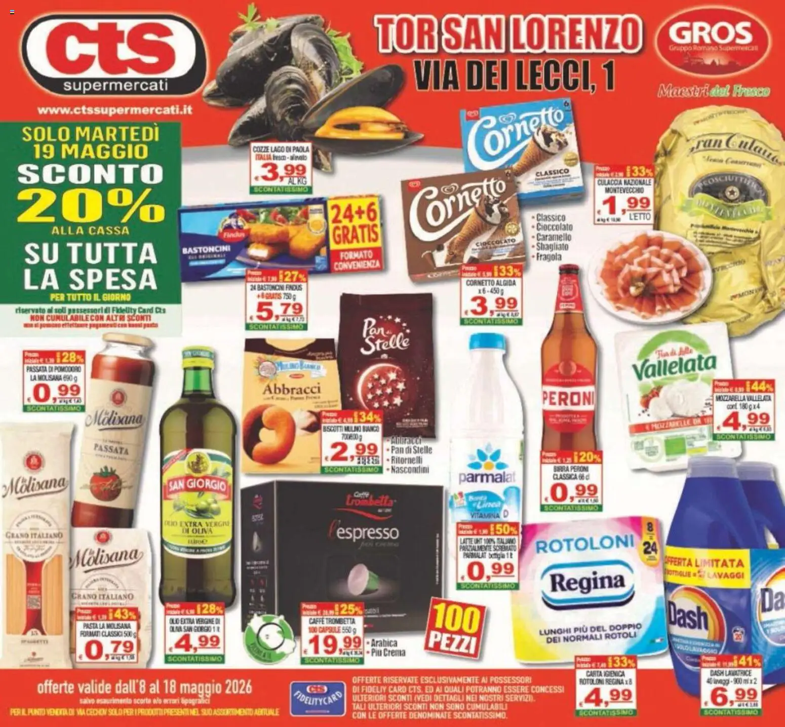 Volantino CTS del 08.05.2026 | Pagina: 1 | Prodotti: Pesce, Cozze, Biscotti, Mozzarella