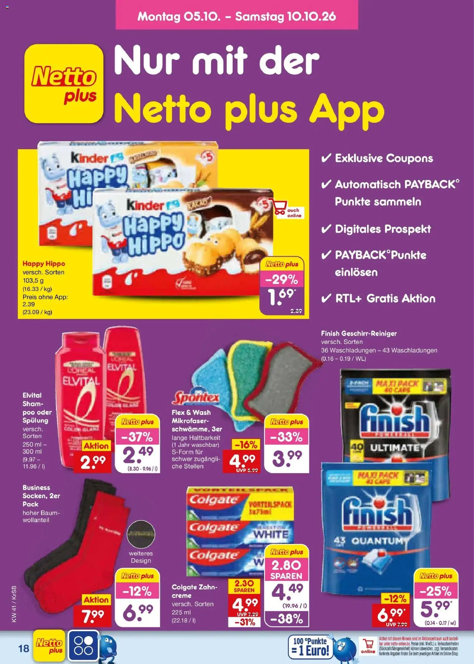 Netto Marken-Discount Prospekt Baesweiler (ab 05.10.2026) » Angebote | Seite: 18 | Produkte: Finish, Spülung, Creme