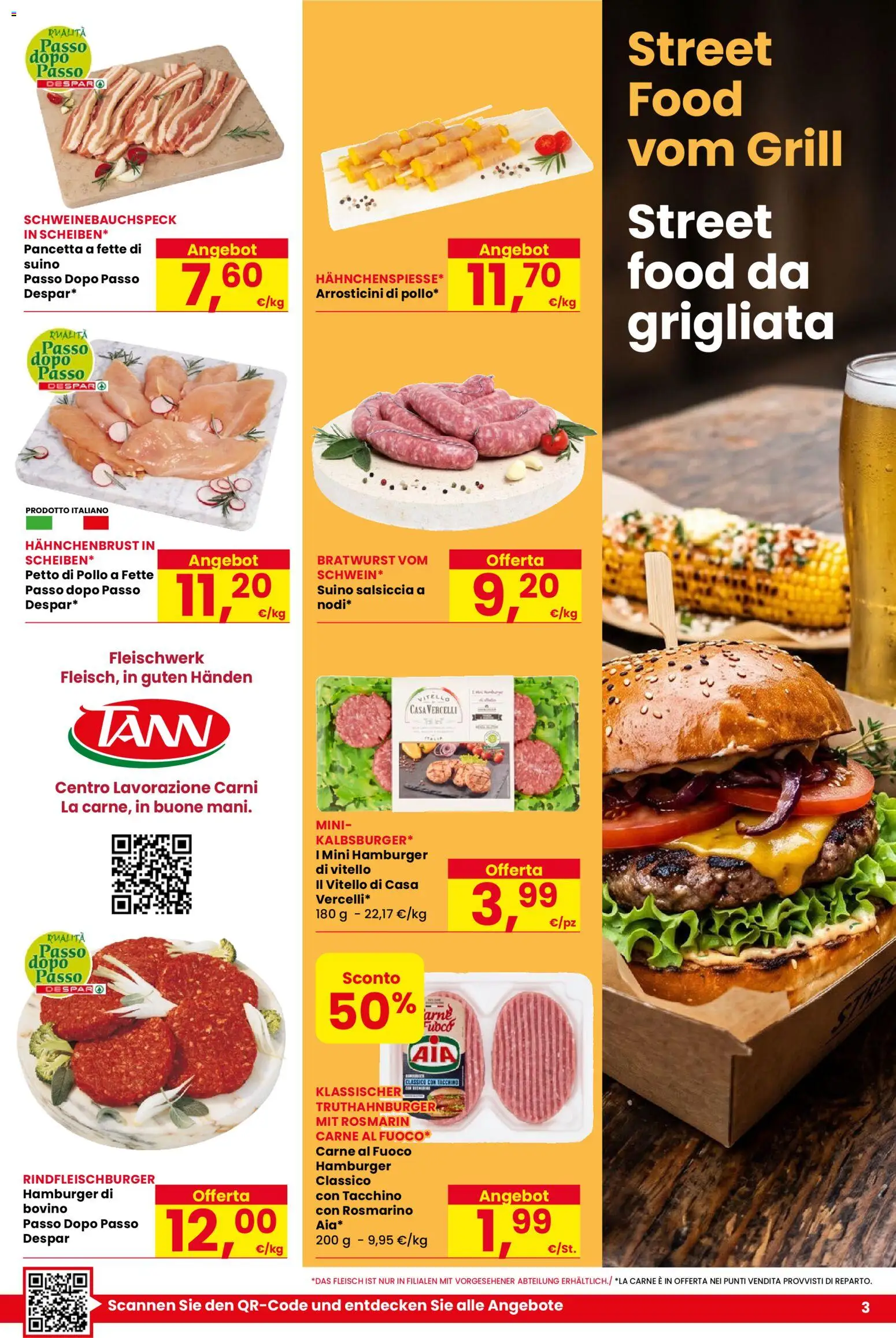 Volantino Eurospar del 06/08/2026 | Pagina: 3 | Prodotti: Pancetta, Suino, Carne, Hamburger