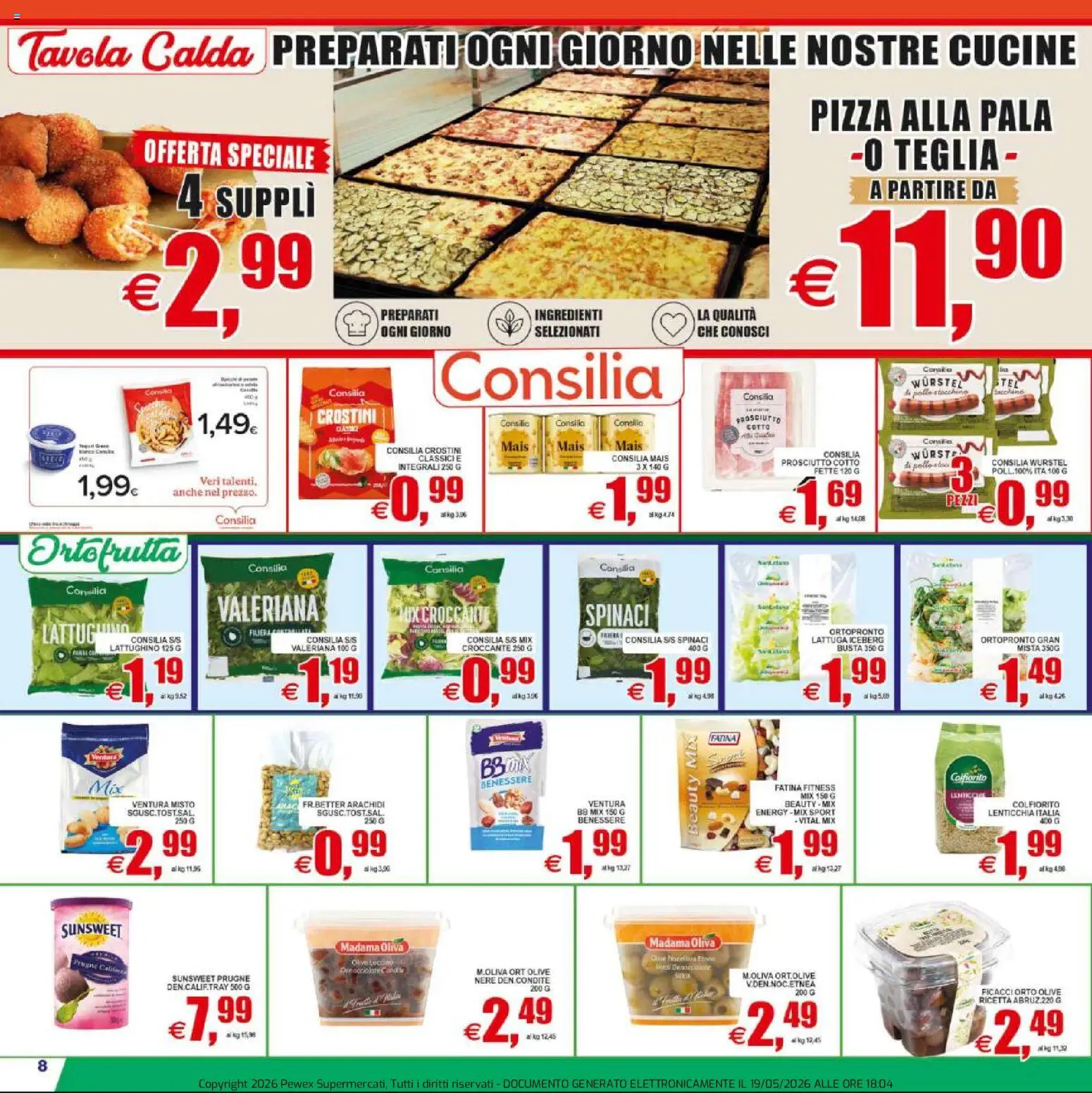 Volantino Pewex del 20.05.2026 | Pagina: 8 | Prodotti: Pizza, Spinaci, Crostini, Lattuga