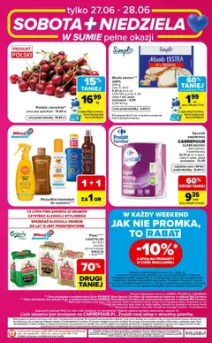Pogląd oferty "Carrefour gazetka - Sobota+Niedziela" - ważna od 27.06.2026 | Strona: 2 | Produkty: Karta, Malina, Masło, Piwo