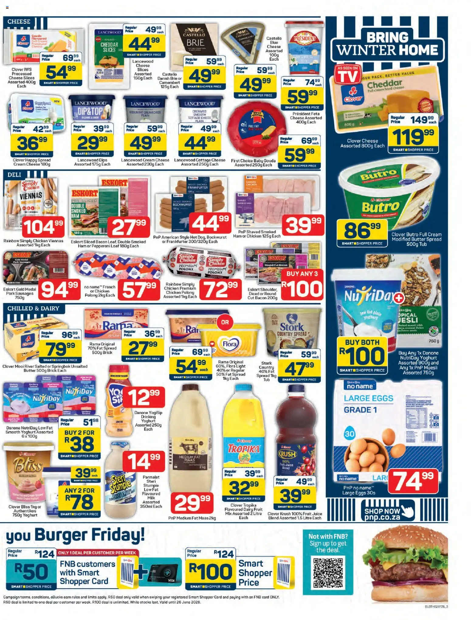 New Pick n Pay catalogue – valid from 25.05.2026 | Page: 3 | Products: Butter, Eggs, Ham, Fat spread