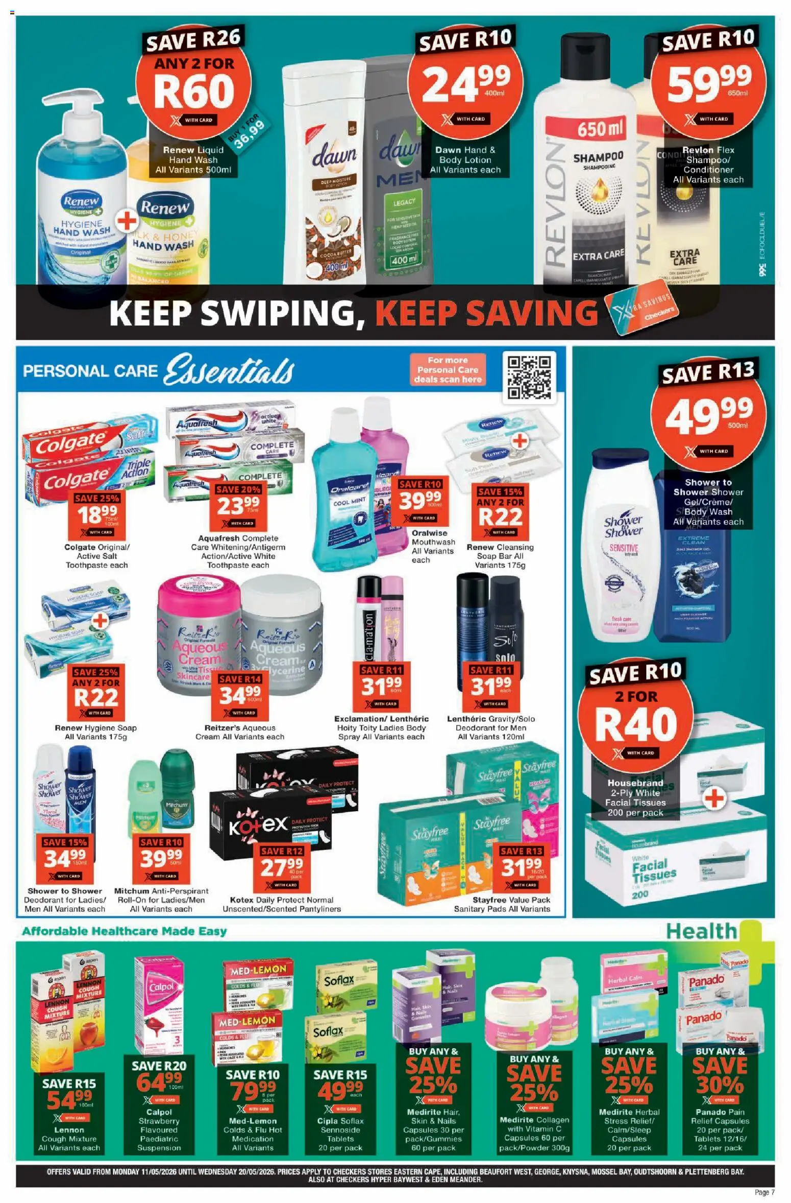 New Checkers catalogue – valid from 11.05.2026 | Page: 7 | Products: Butter, Conditioner, Deodorant, Antiperspirant