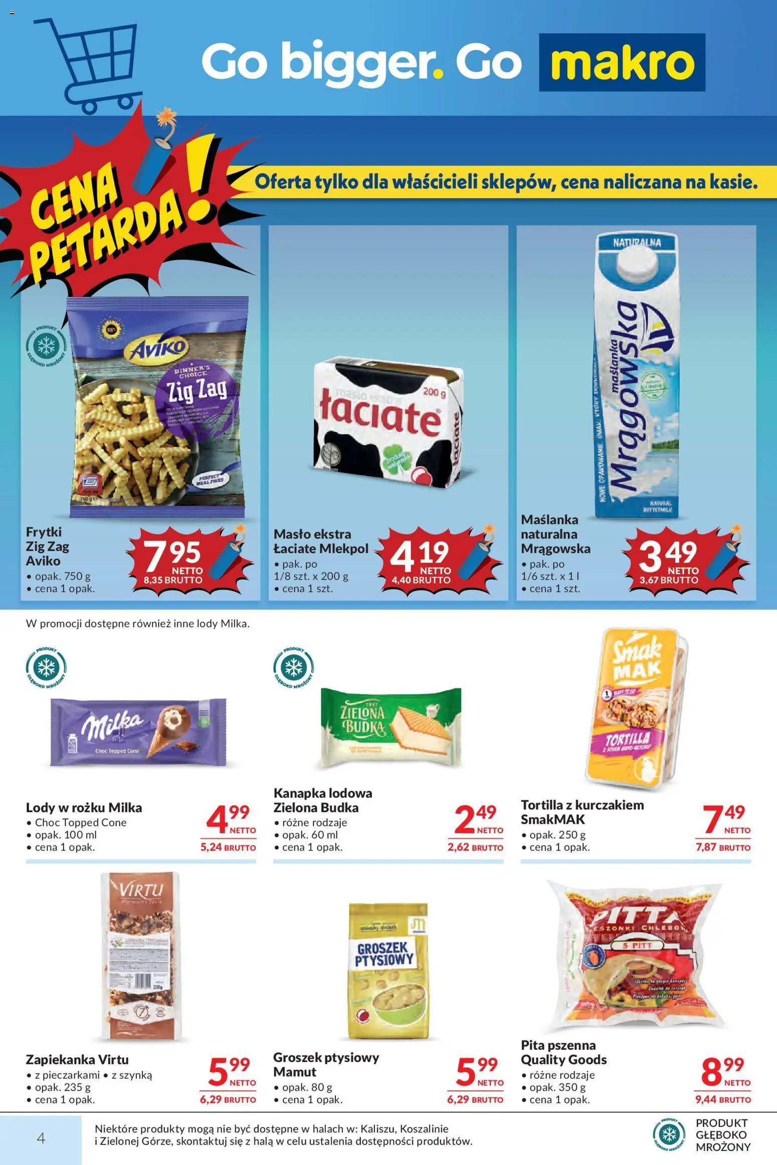 Makro gazetka od 12.05.2026 | Strona: 4 | Produkty: Groszek ptysiowy, Milka, Frytki, Pita
