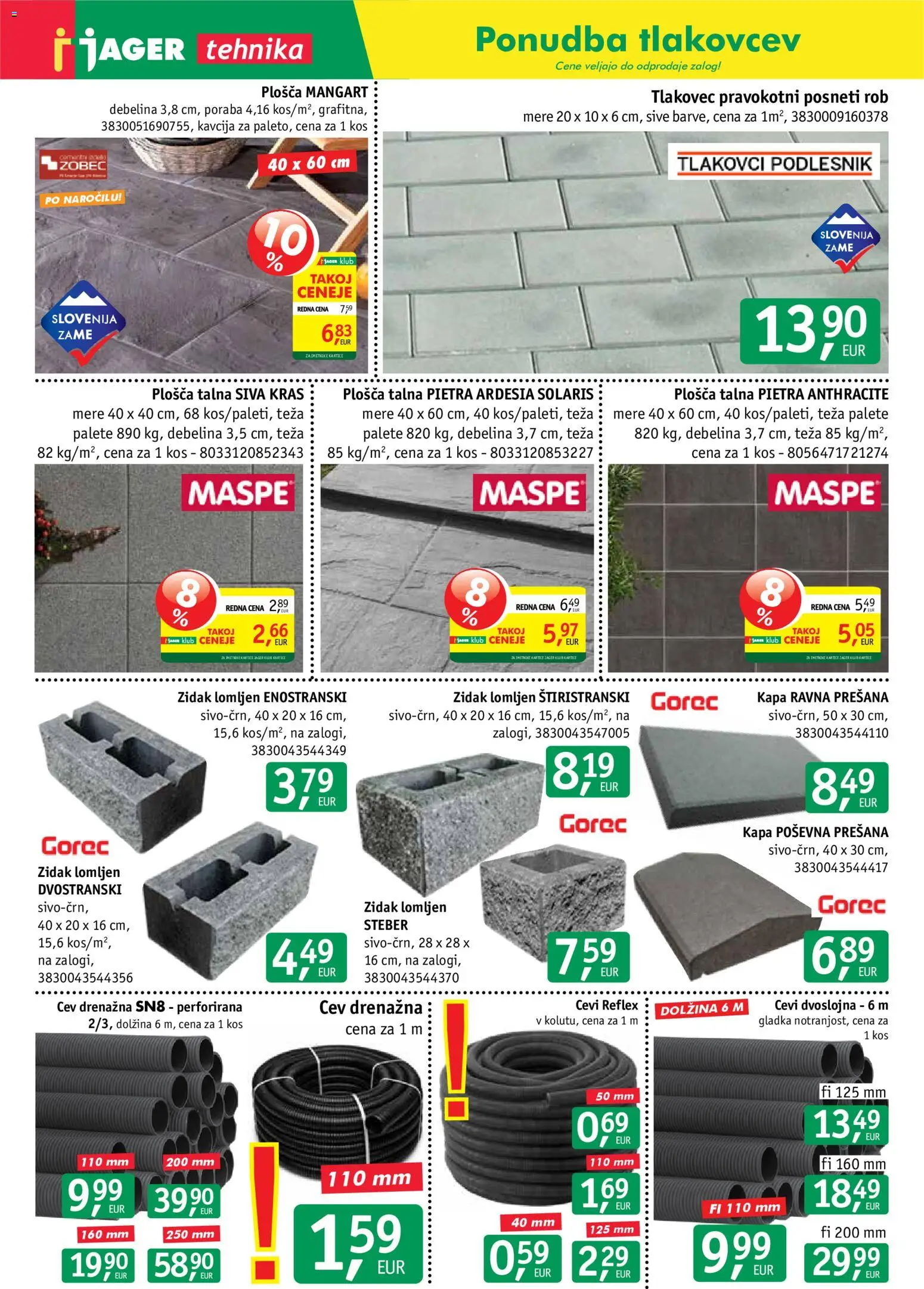 Novi Jager katalog ponudbe – veljaven od 24.06.2026 | Stran: 2 | Izdelki: Teza, Kos, Zidak, Kapa