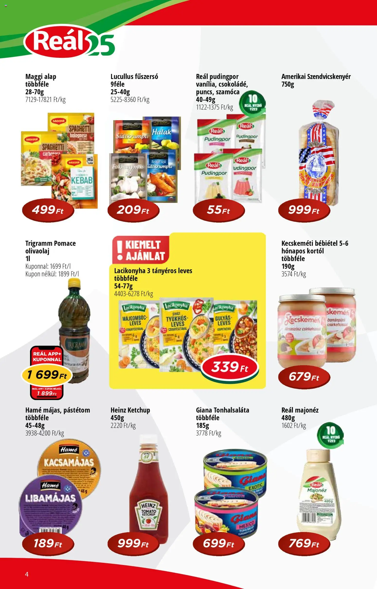 Reál akciós ujság - amely érvényes a következő dátumtól: 15.04.2026 | Oldal: 4 | Termékek: Halak, Szendvicskenyér, Maggi, Pástétom