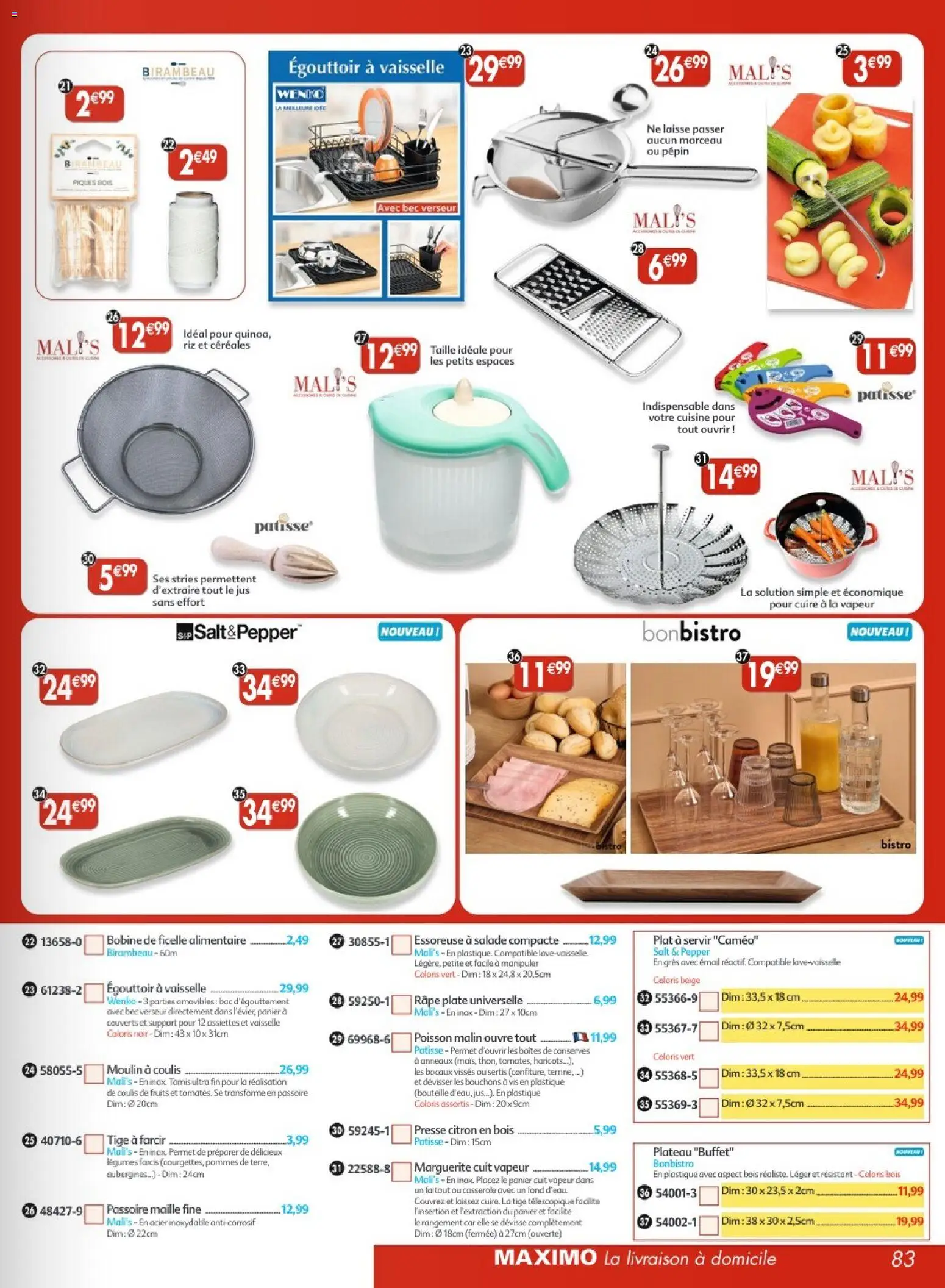 {H1} | Page: 83 | Produits: Passoire, Casserole, Panier, Jus