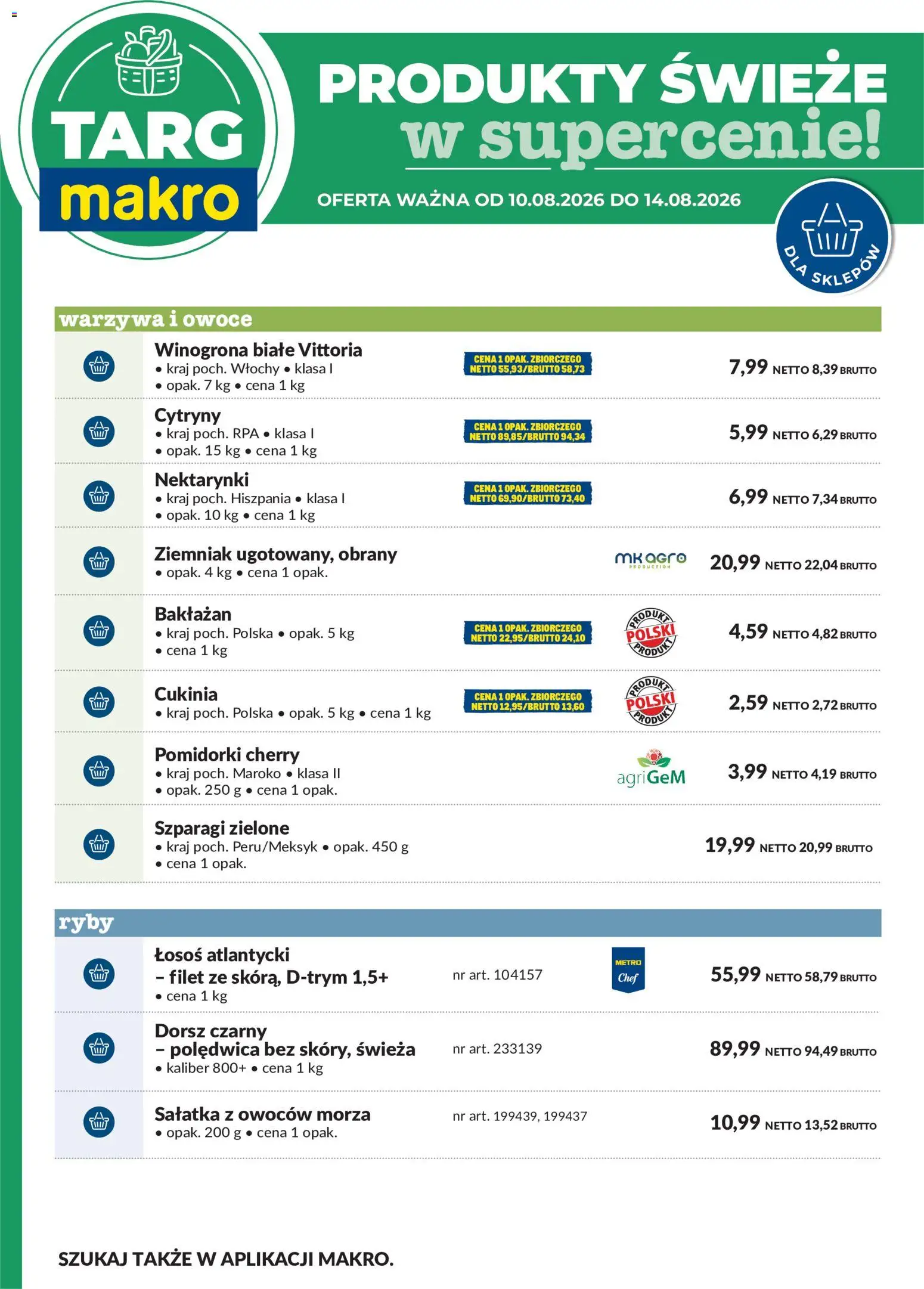 Makro gazetka - Oferta świeża w super cenach od 10.08.2026 | Strona: 6 | Produkty: Cytryny, Dorsz, Cukinia, Ryby