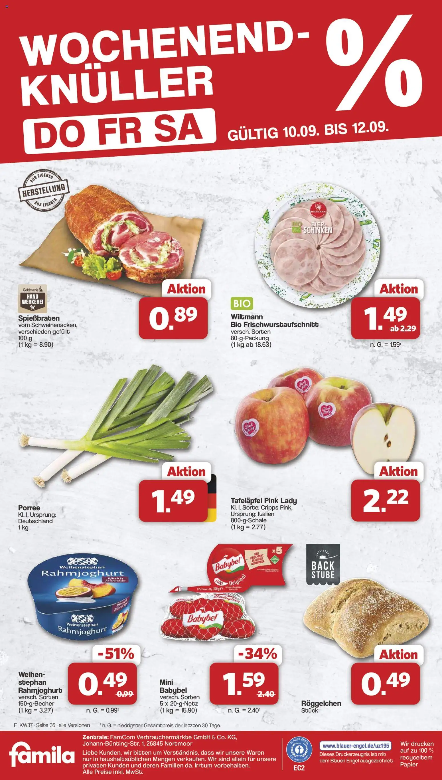 Famila Nordwest Prospekt – gültig ab 07.09.2026 | Seite: 38 | Produkte: Babybel, Schinken